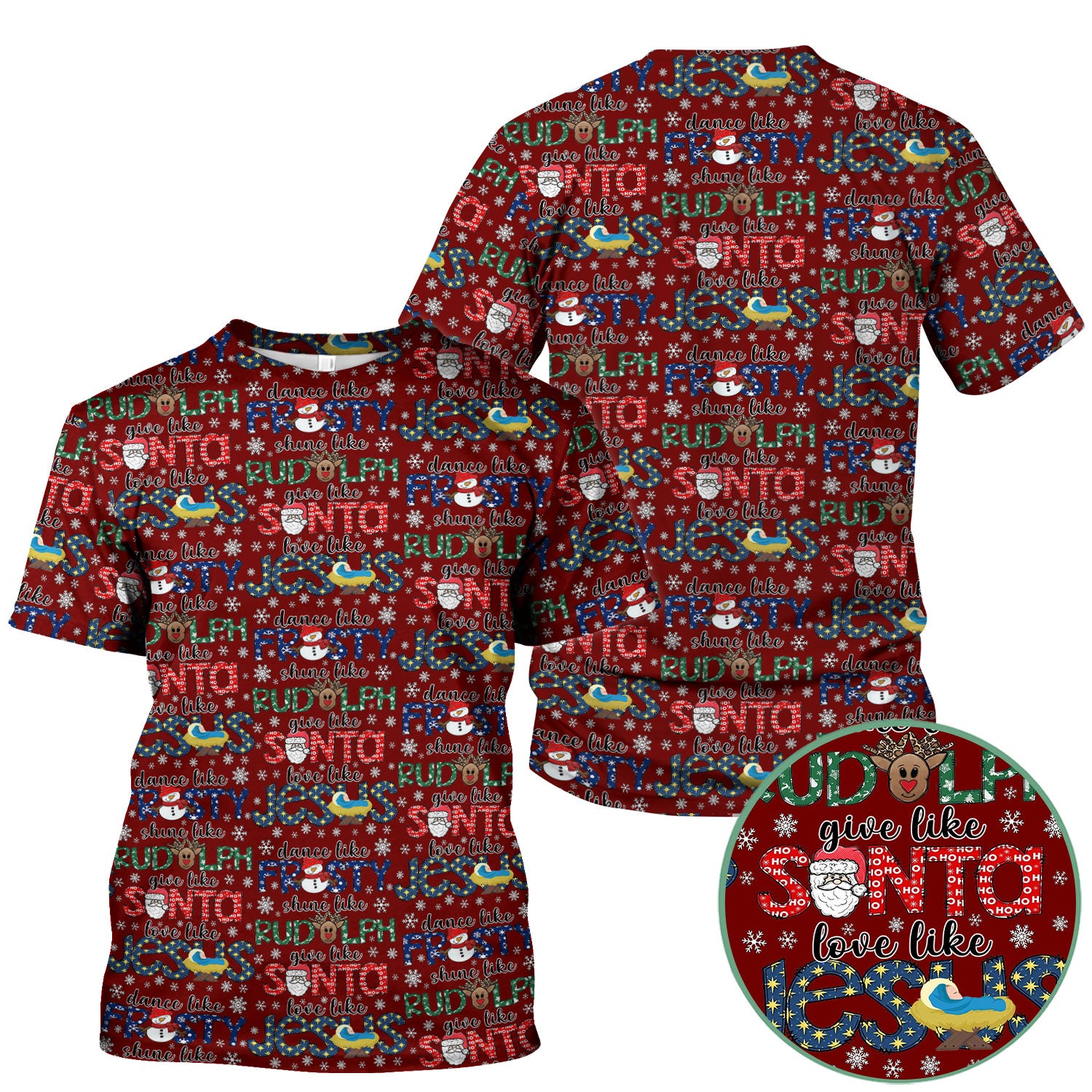 Xmas Rudolph Comfortable Scrubs for Nurses - God Santa Shirt - Breathable Fabrics Nursing Uniform Gift for RN CNA LPN