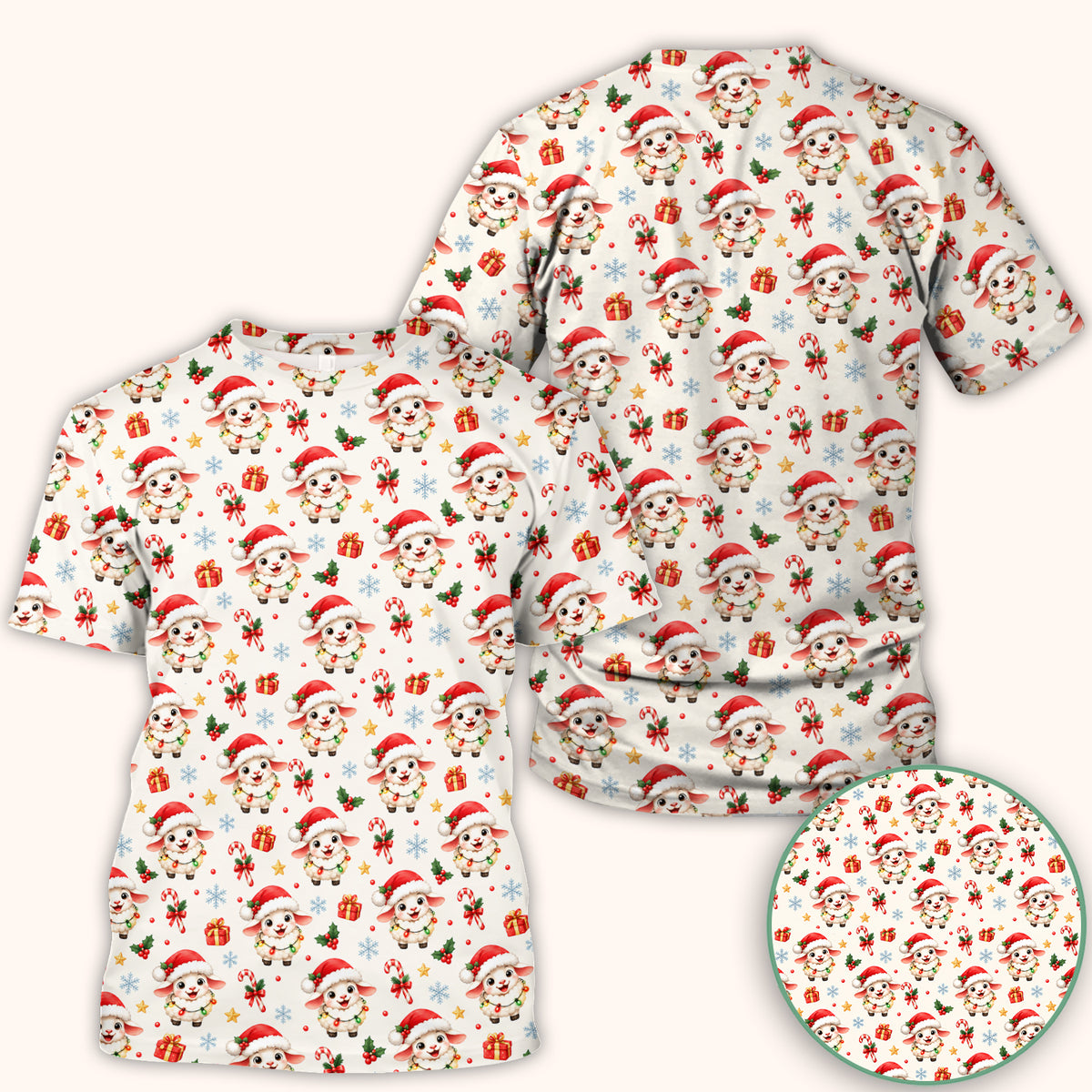 Christmas Lamb With Lights Scrub Top, Comfortable Scrubs for Nurses