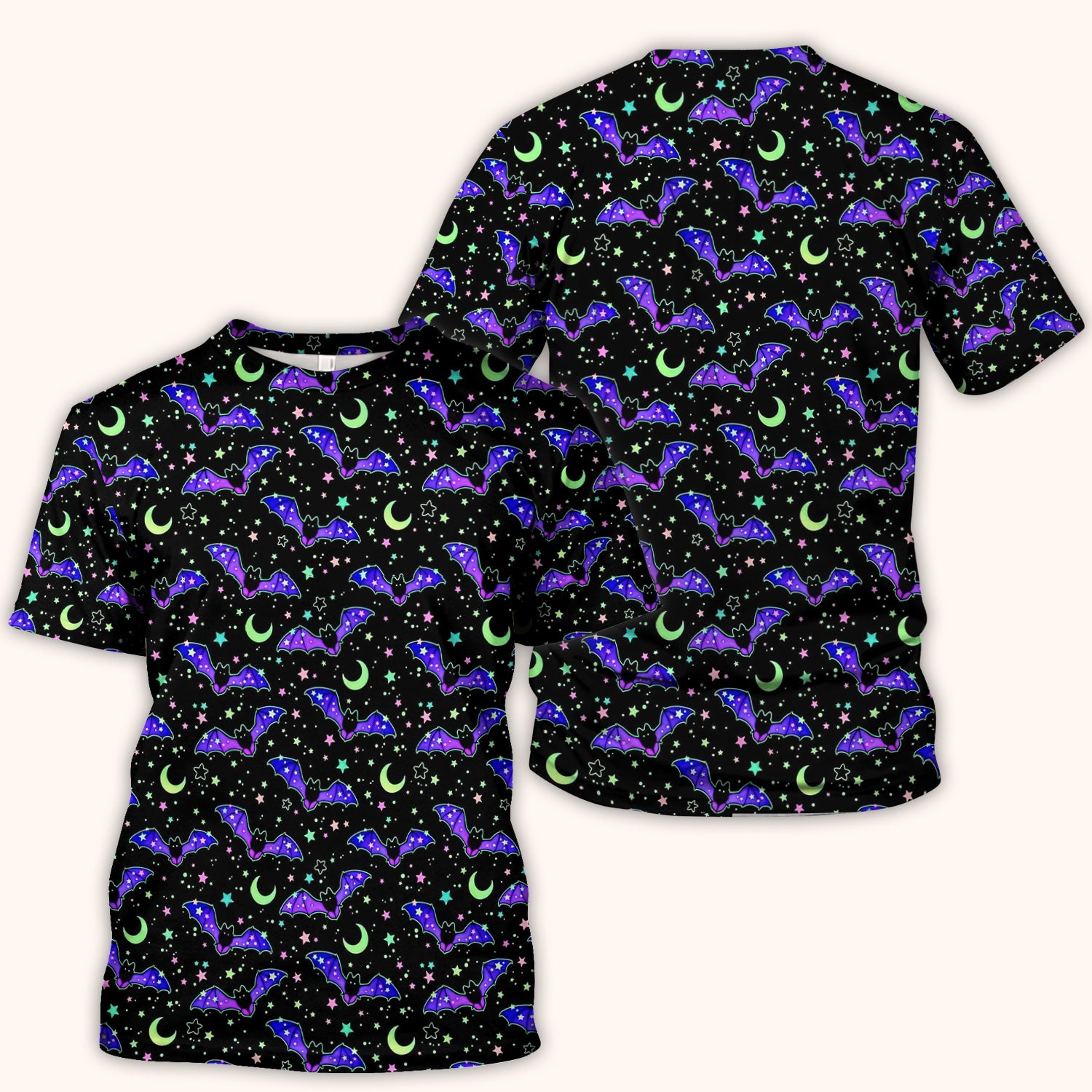 Spooky Halloween Celestial Bat Scrub Top, Comfortable Scrubs for Nurses