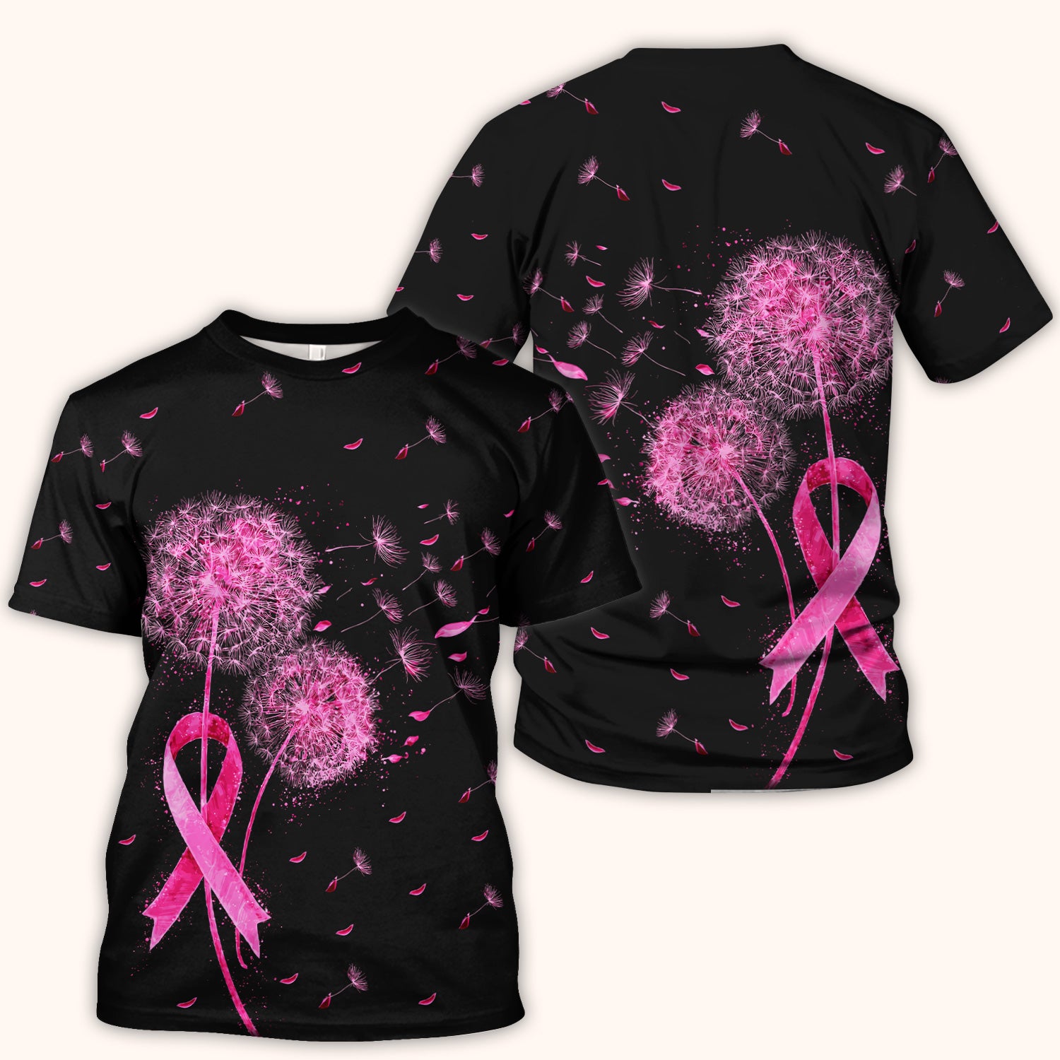 Meaningful Pink Ribbon Dandelion Scrub Top, Comfortable Scrubs for Nurses