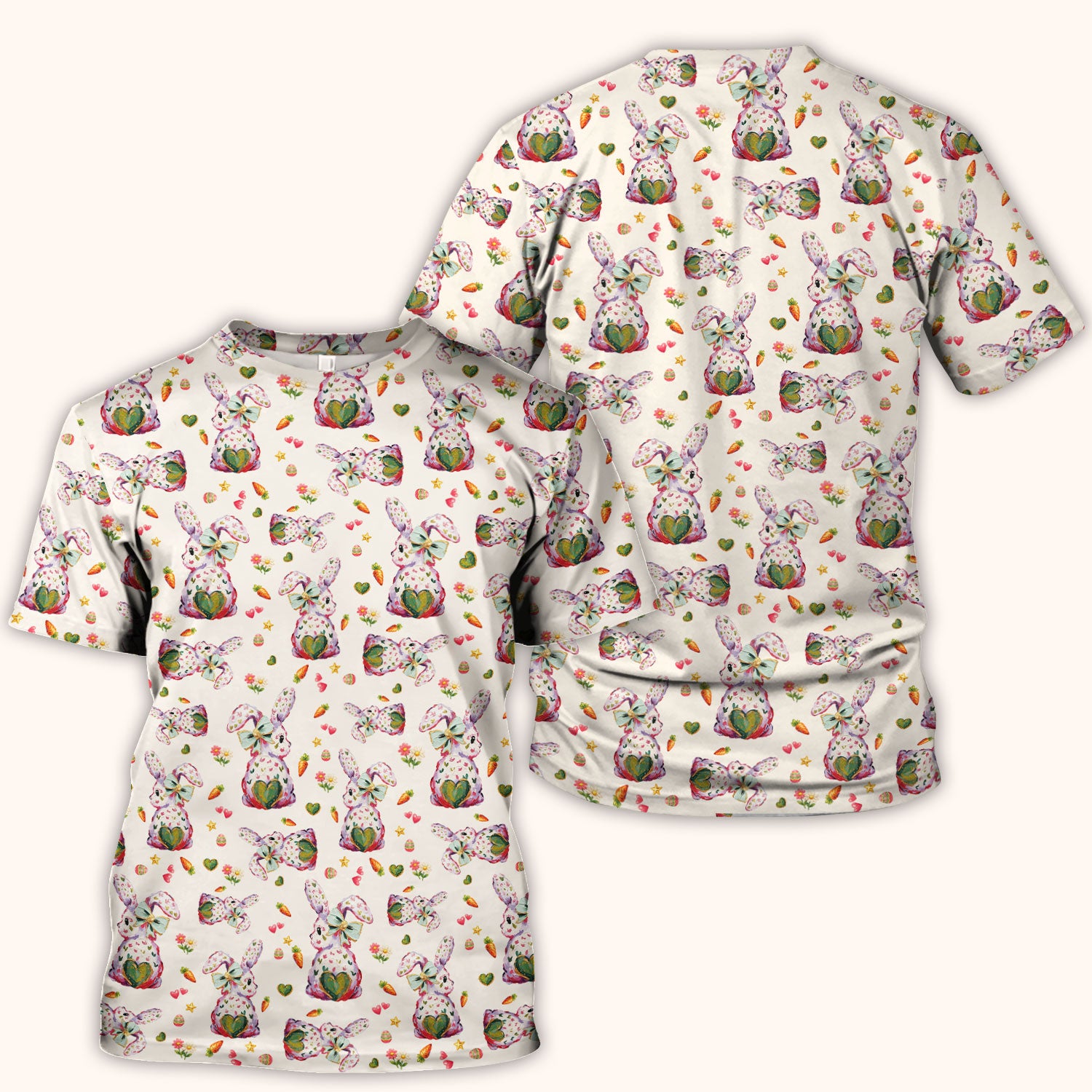 Cute Pastel Bunny Easter Pattern Scrub Top, Comfortable Scrubs for Nurses