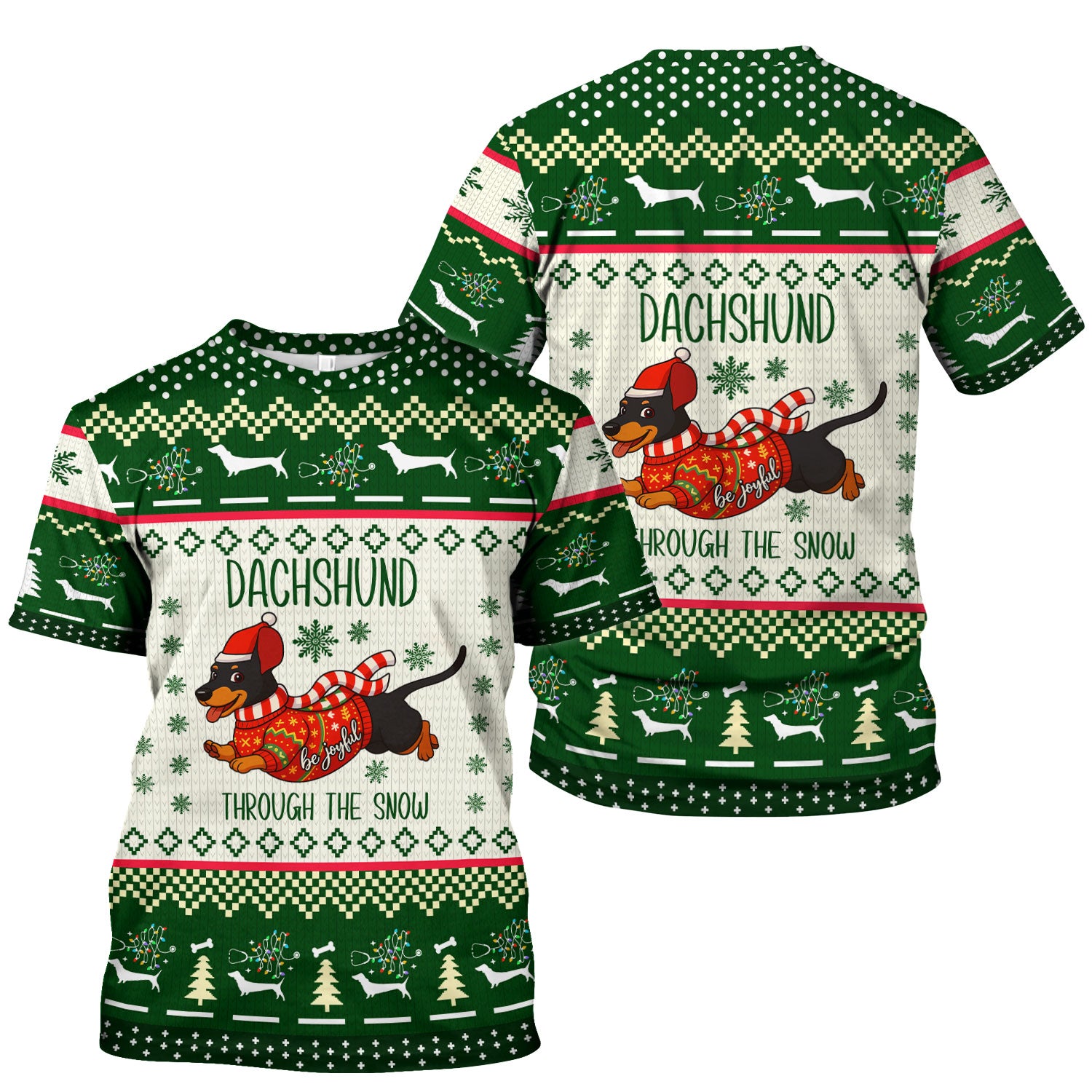 Wiener Dog Through The Snow Christmas Scrub Top - Cute Dachshund Nurse Shirt - Funny Holiday Medical Uniform