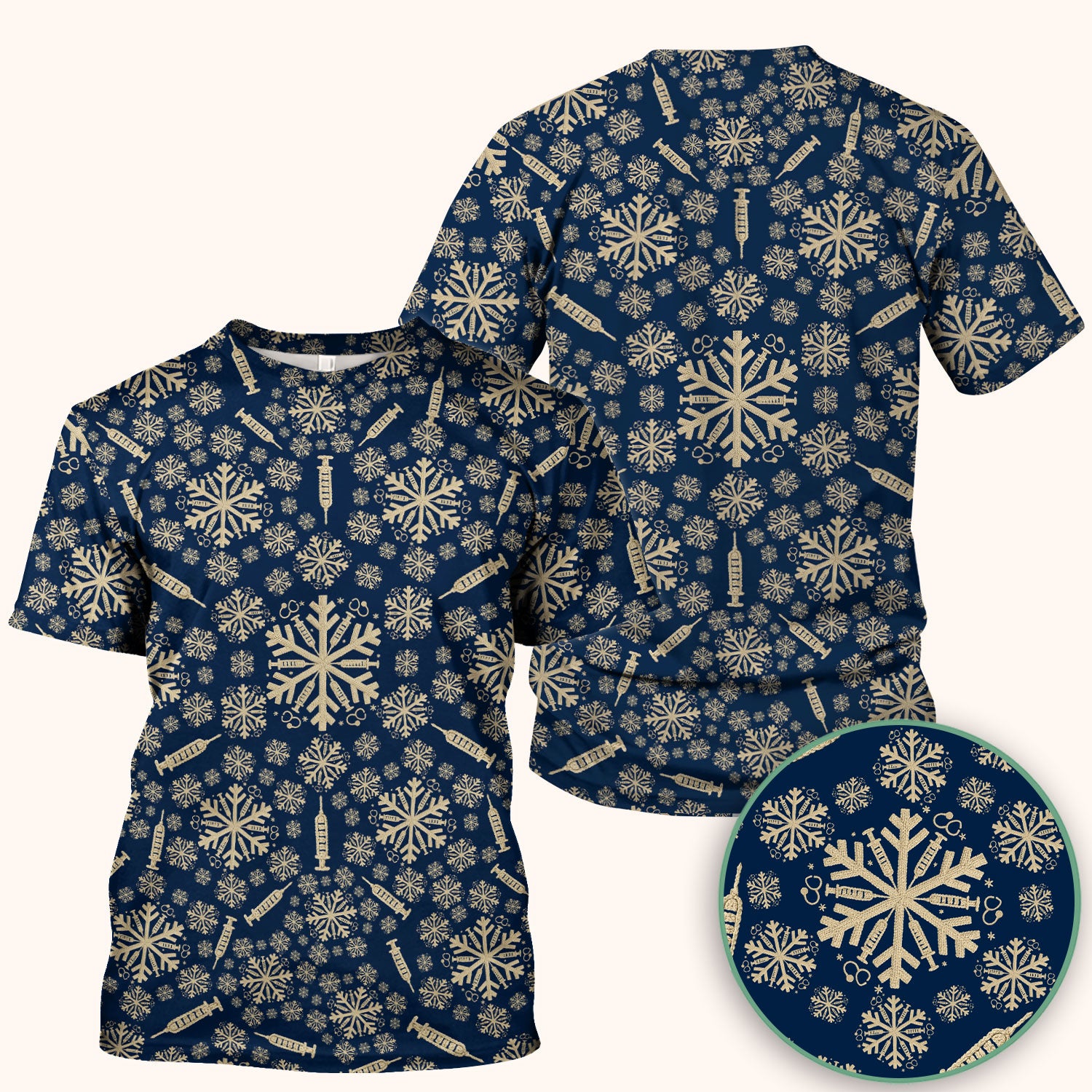 Snowflake Syringe Scrubs for Women - Festive Medical Top - Funny Christmas Scrub Shirt for Nurse - Holiday Gift