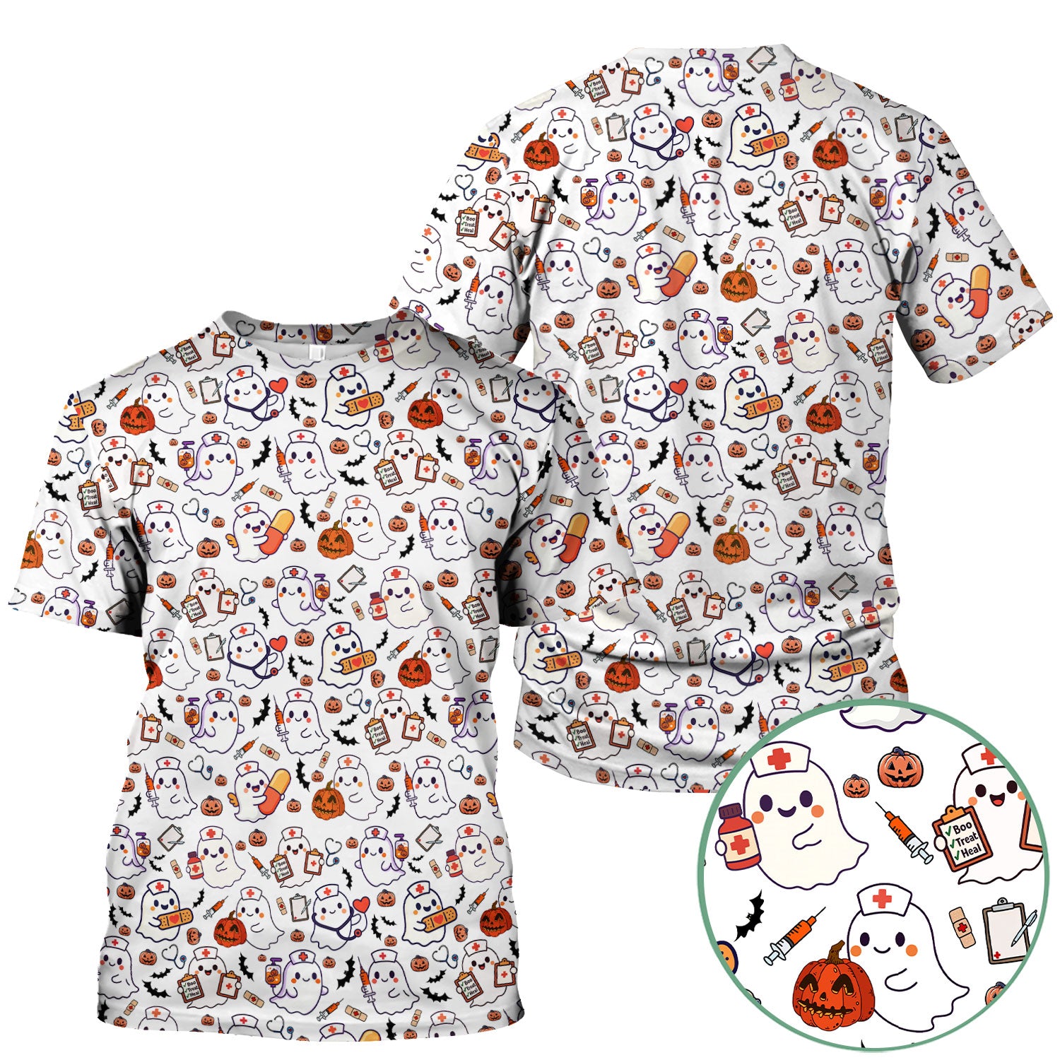 Halloween Scrubs for Women - Pumpkin Shirt - Comfortable Scrubs for Nurses - Breathable Fabrics Nursing Uniform - Holiday Gift for Her
