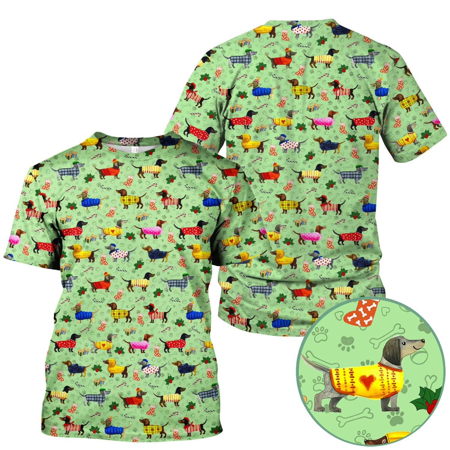 Dachshund Women Scrub Top - Funny Wiener Dog Paw Prints Nurse Uniform - Pet Lover Shirt for Nurses Doctors - Christmas Gift for Her