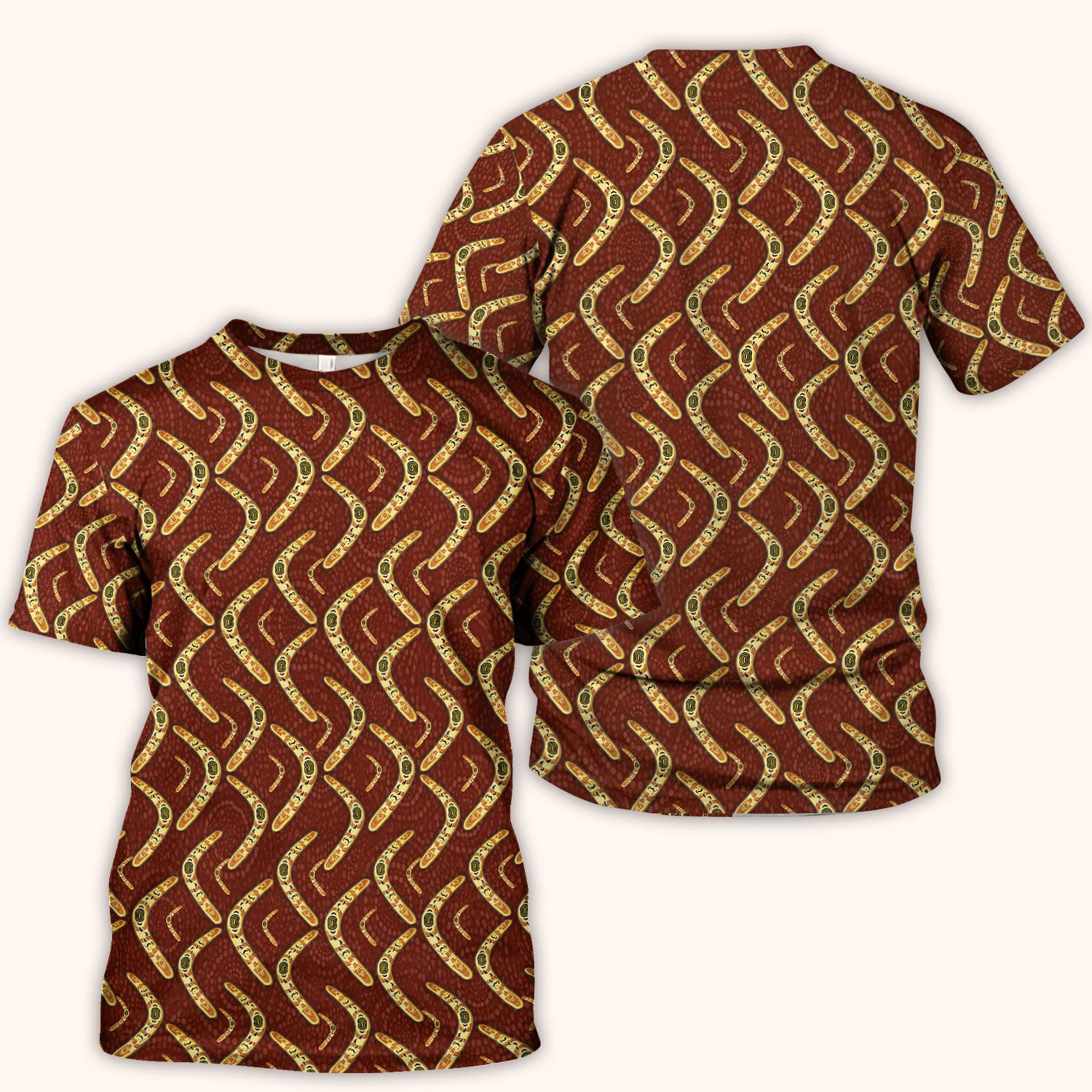 Aboriginal Boomerang Pattern Nurse Scrub Top, Breathable Fabrics Nursing Uniform
