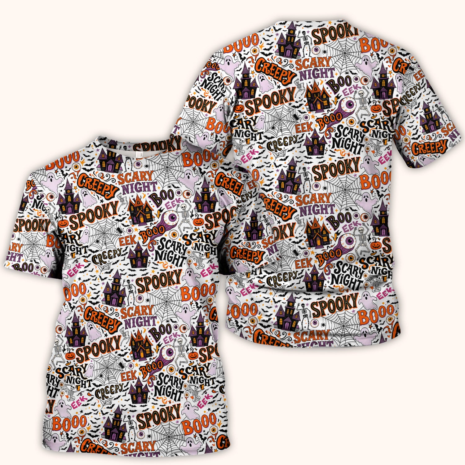 Spooky Halloween Haunted House Typography Scrub Top, Comfortable Scrubs for Nurses