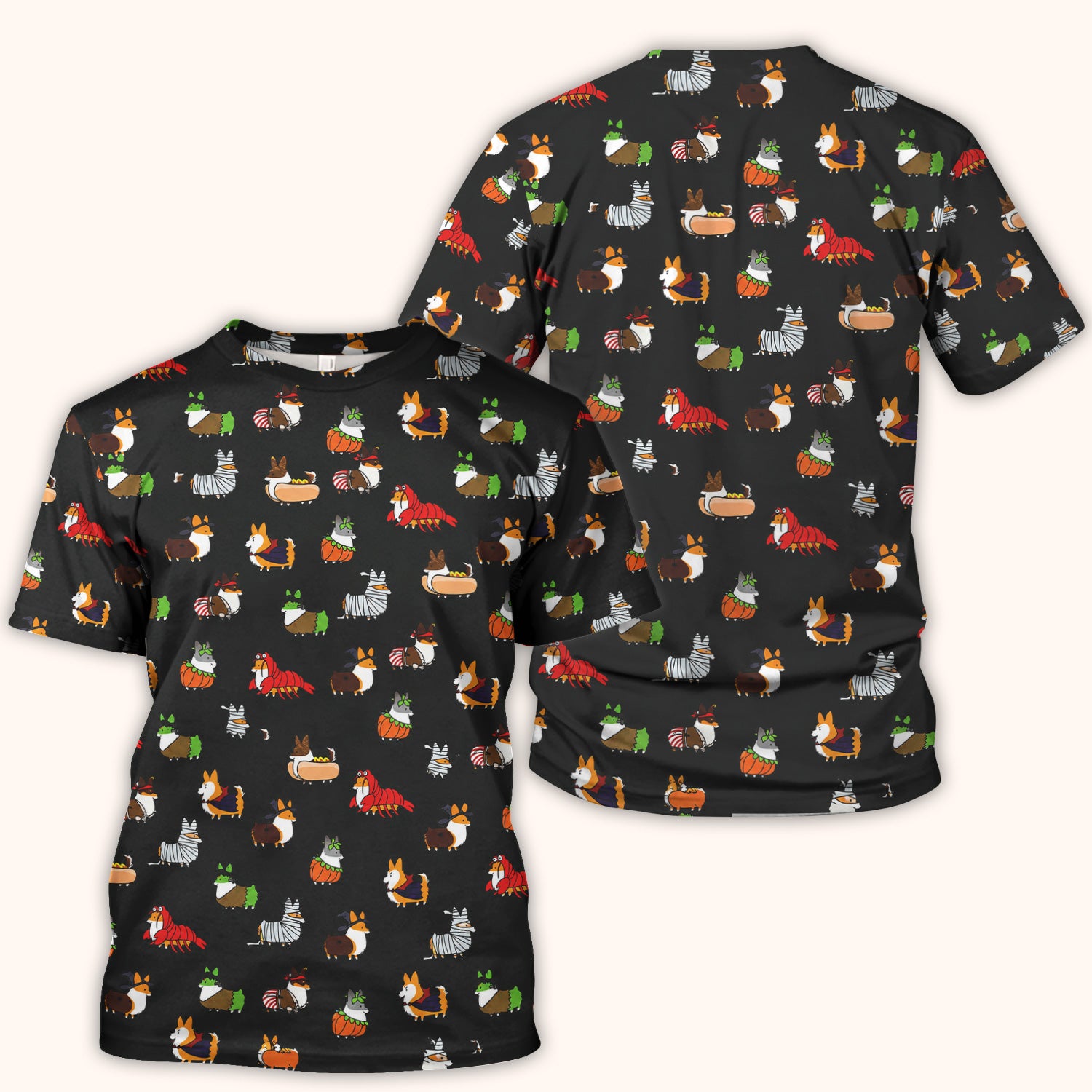 Cute Halloween Costume Corgis Scrub Top, Comfortable Scrubs for Nurses