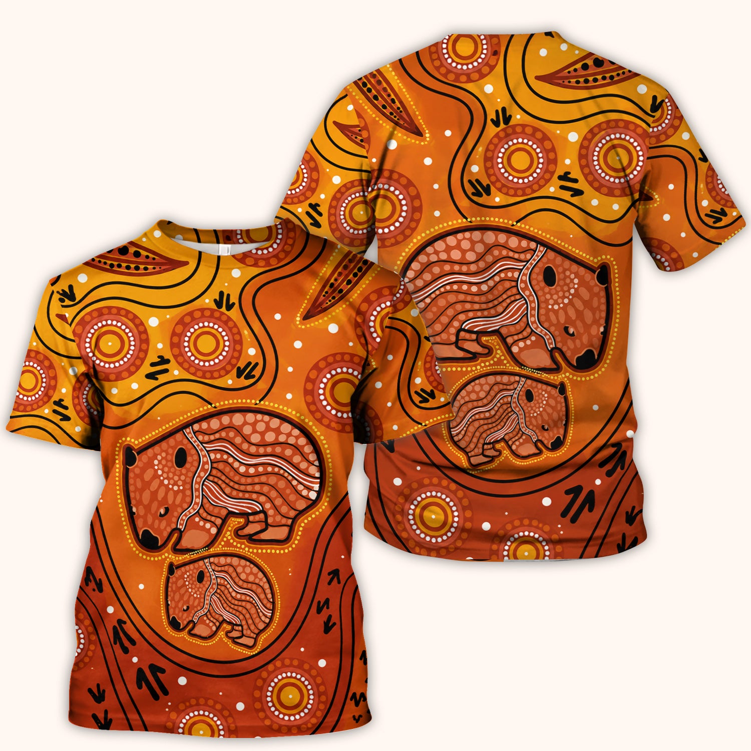 Australian Aboriginal Wombat Family Art Pattern Scrub Top, Comfortable Scrubs for Nurses