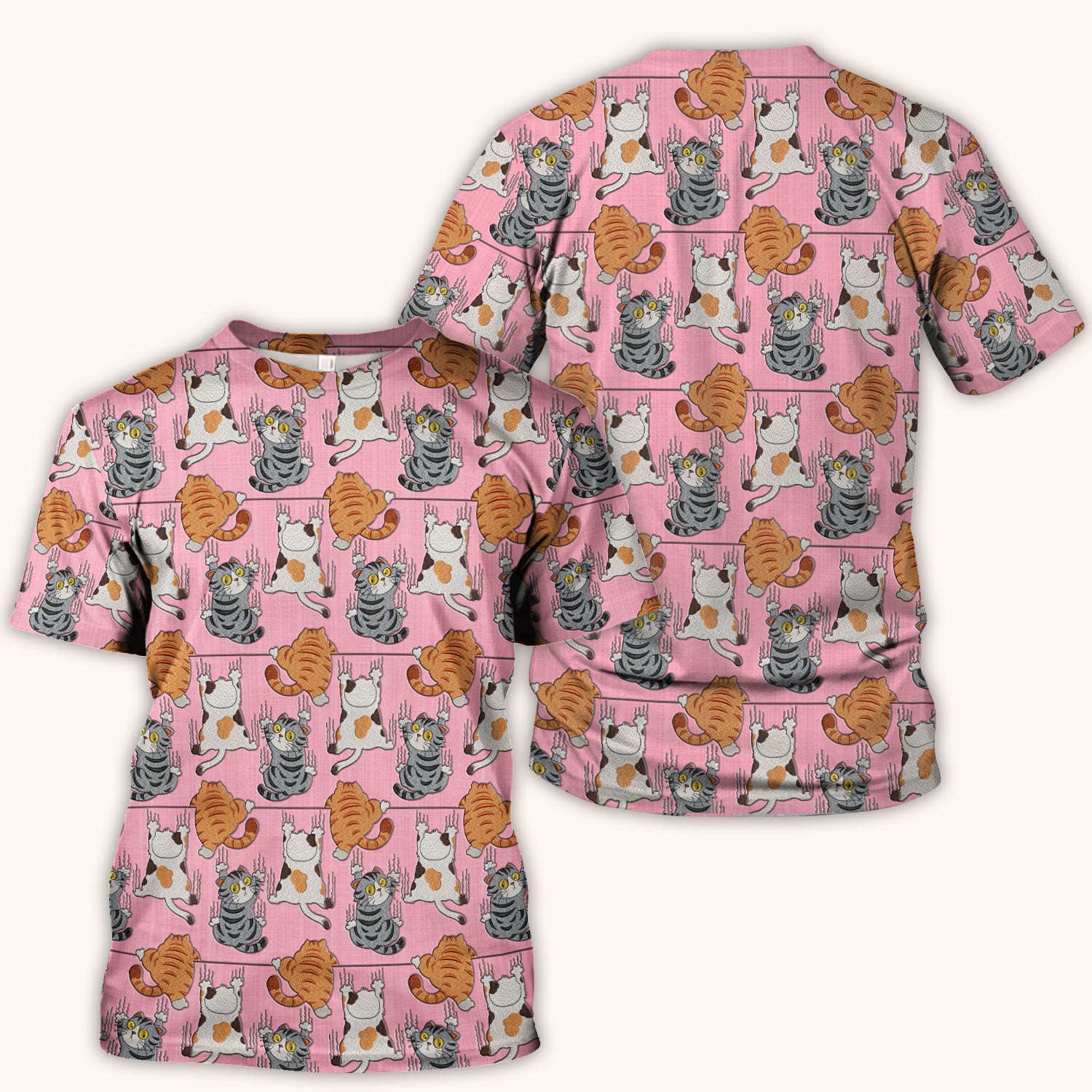 Cute Cat Pattern Nurse Scrub Top, Cats Medical Pattern Shirt, Breathable Fabrics Nursing Uniform