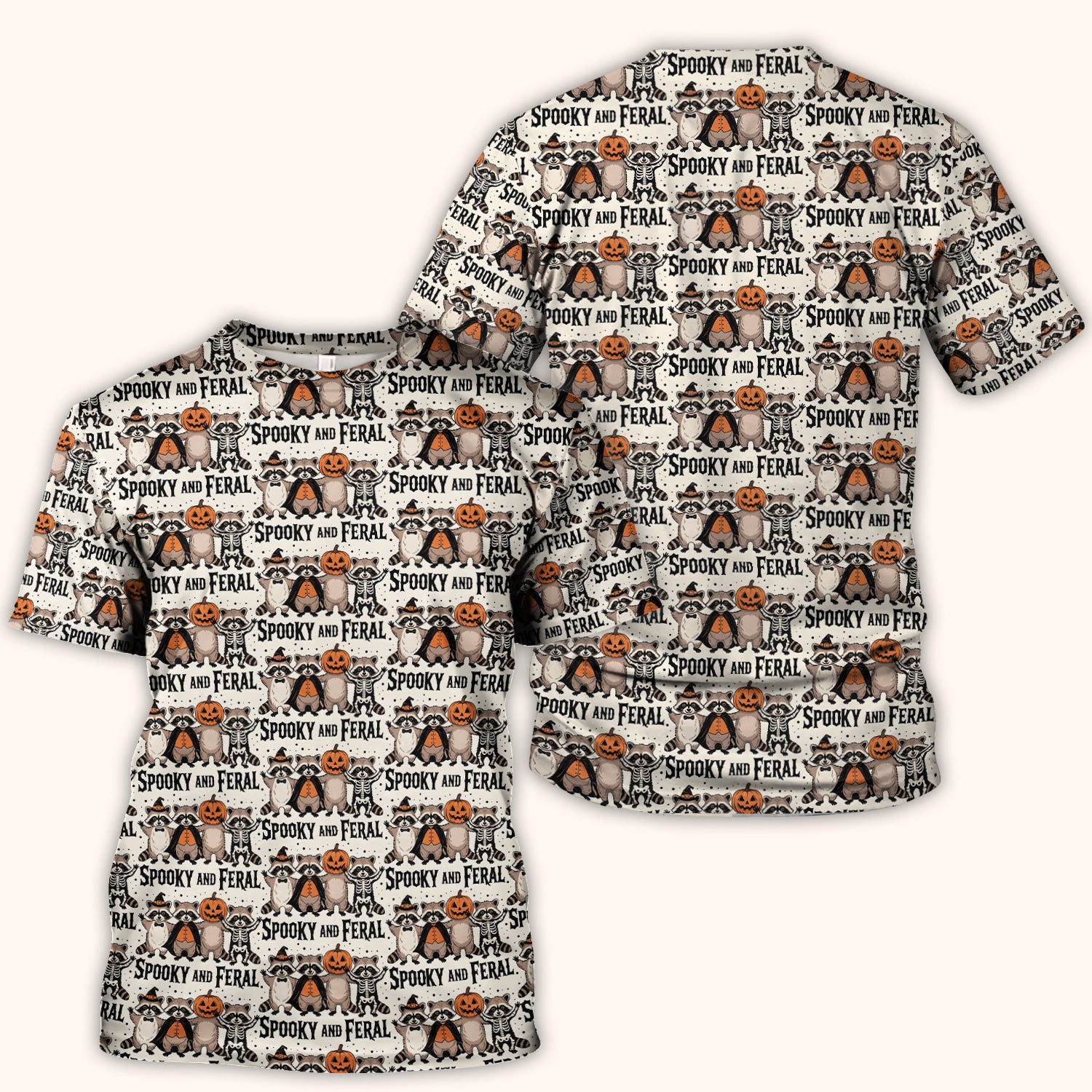 Spooky and Feral Raccoon Print Scrub Top, Comfortable Scrubs for Nurses