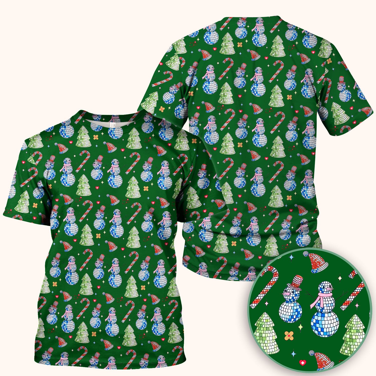 Funny Christmas Snowman Scrub Top for Women - Breathable Fabrics Med Uniform - Comfortable Scrubs for Nurses - Xmas Gift for Her