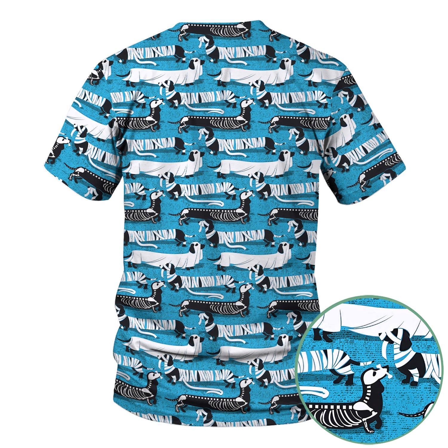 Halloween Dachshund Scrub Top - Funny Dog Skeleton Scrub Shirt Multi Color - Cute Halloween Scrubs Gift for Nurse, CNA, RN, Doctor