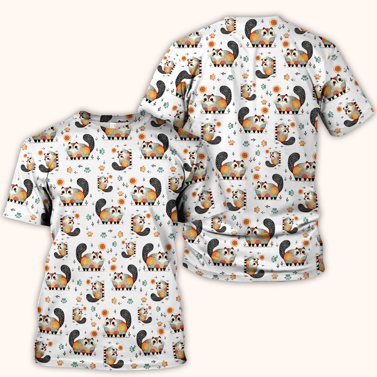 Playful Cat Illustration Nurse Scrub Top, Comfortable Scrubs for Nurses