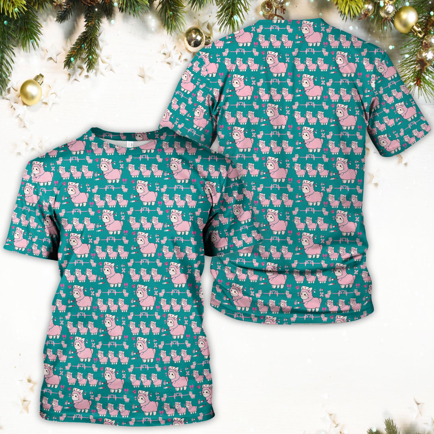 Llama Ain't Got Time For Your Drama Scrub Top, Funny Pattern Scrub Shirt, Breathable Fabrics Nursing Uniform
