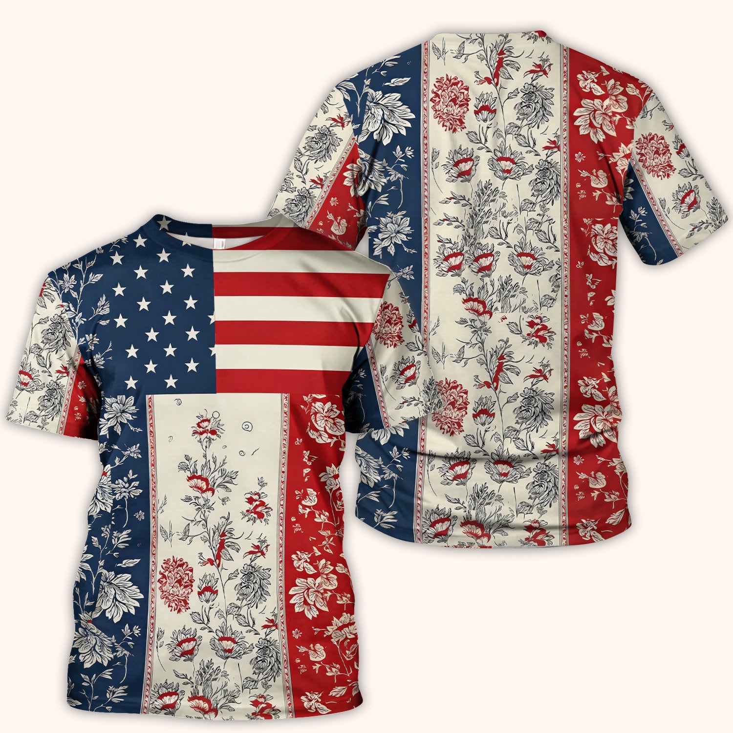 Patriotic Nurse Flag Patchwork Pattern Scrub Top, Comfortable Scrubs for Nurses