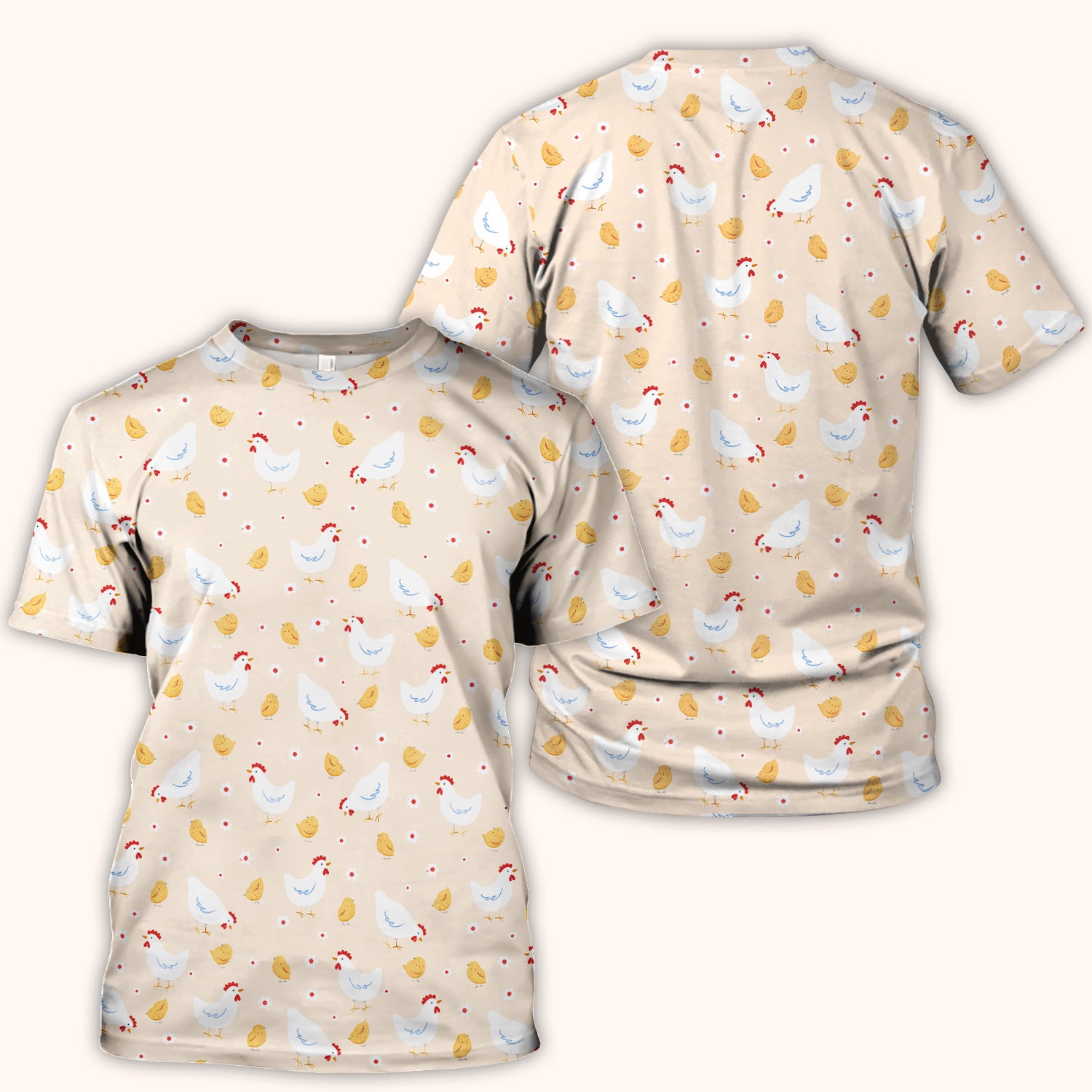 Chicken And Cute Chicks Pattern Scrubs Top, Comfortable Scrubs for Nurses