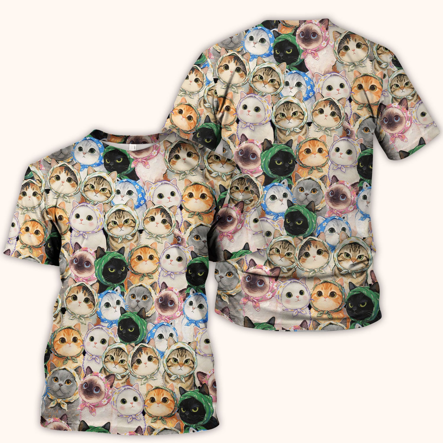 Adorable Multi Cat Portrait Pattern Scrub Top, Comfortable Scrubs for Nurses