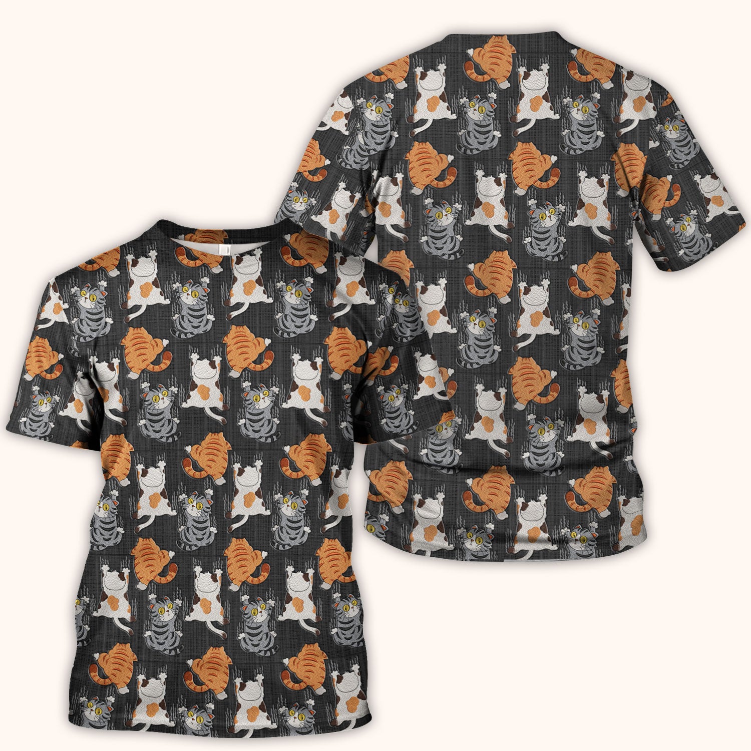 Cute Cat Pattern Nurse Scrub Top, Cats Medical Pattern Shirt, Breathable Fabrics Nursing Uniform