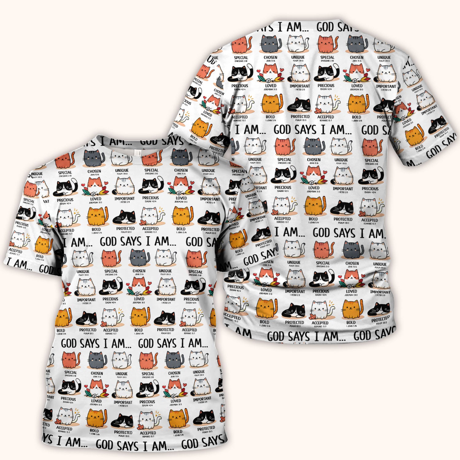 Cute Christian Cat God Says I Am Scrub Top, Comfortable Scrubs for Nurses