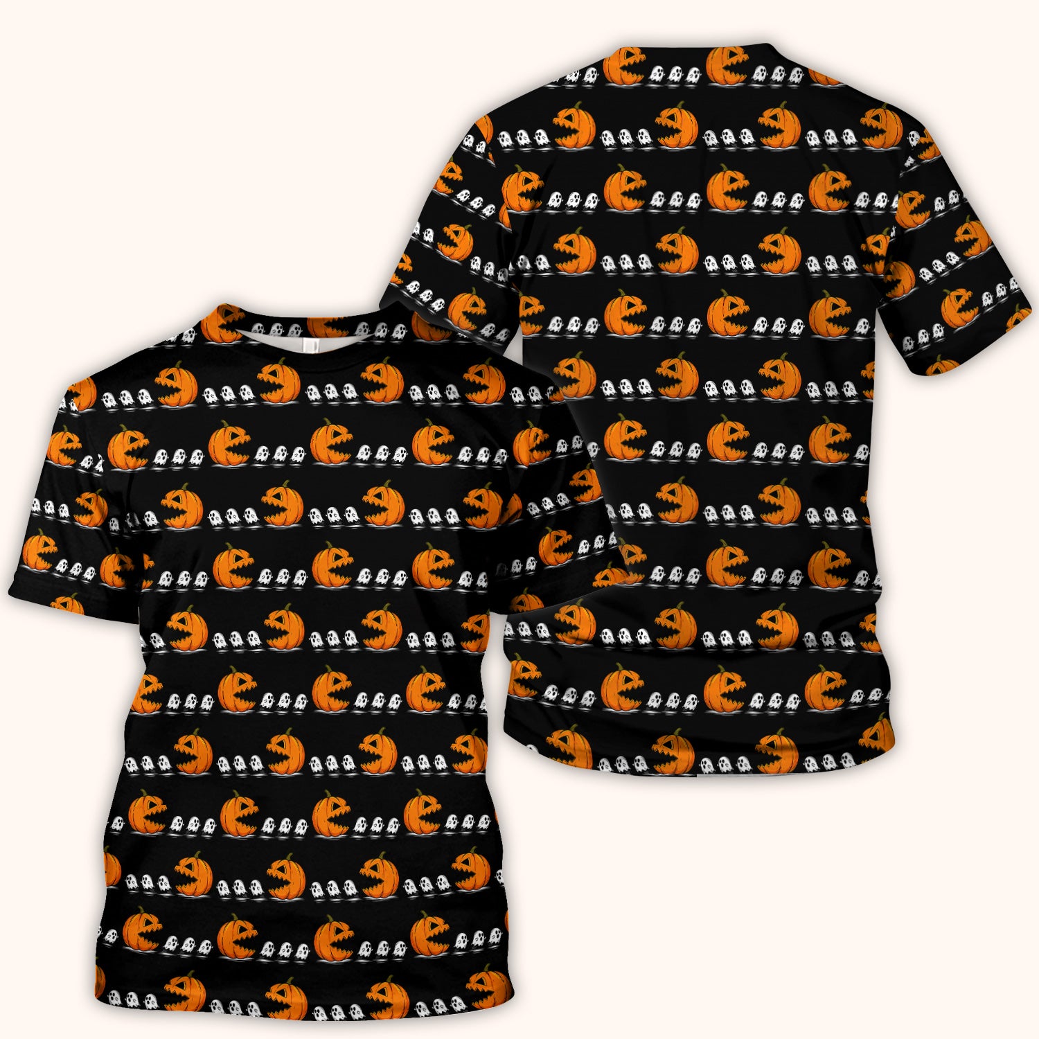 Spooky Halloween Pumpkin Ghost Scrub Top, Comfortable Scrubs for Nurses