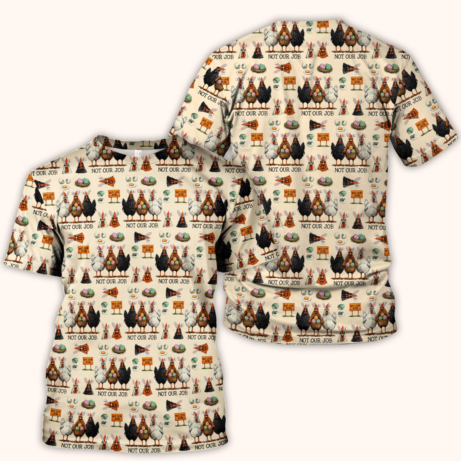 Funny Easter Chicken Humor Pattern Scrub Top, Comfortable Scrubs for Nurses