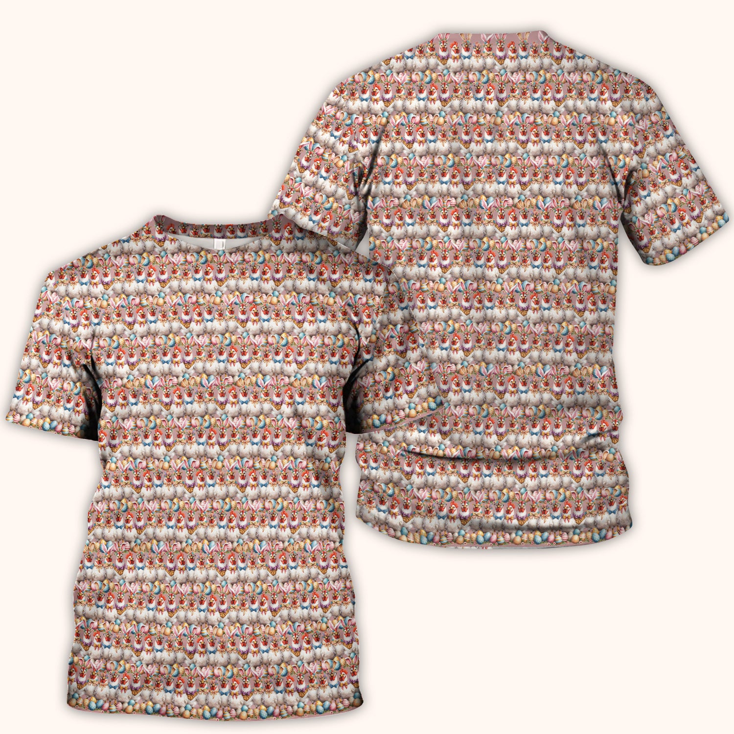 Easter Bunny Chicken Pattern Scrub Top, Comfortable Scrubs for Nurses