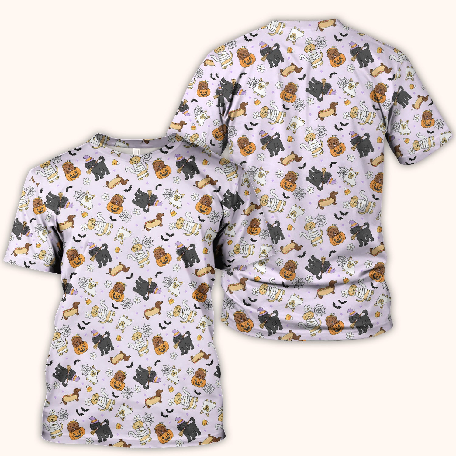 Cute Halloween Costumed Pets Scrub Top, Comfortable Scrubs for Nurses