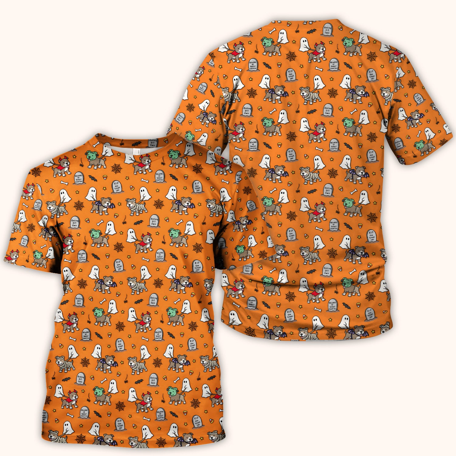 Cute Halloween Pit Bull Costumes Scrub Top, Comfortable Scrubs for Nurses