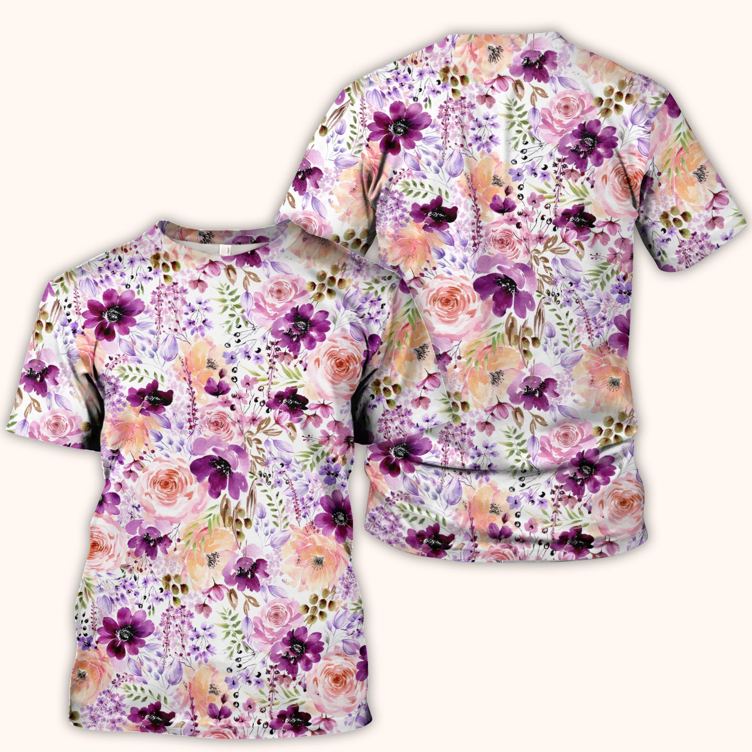 Elegant Watercolor Floral Bloom Scrub Top, Comfortable Scrubs for Nurses