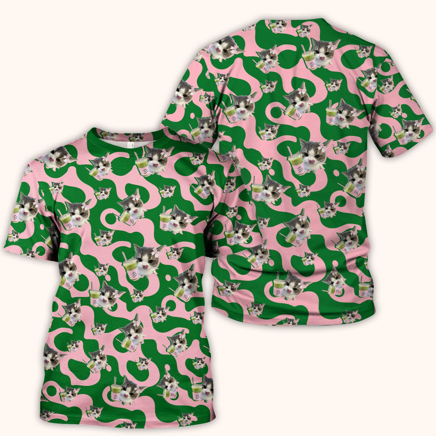 Cute Cat Matcha Nurse Scrub Top, Funny Cat I Love Matcha Medical Shirt,  Breathable Fabrics Nursing Uniform