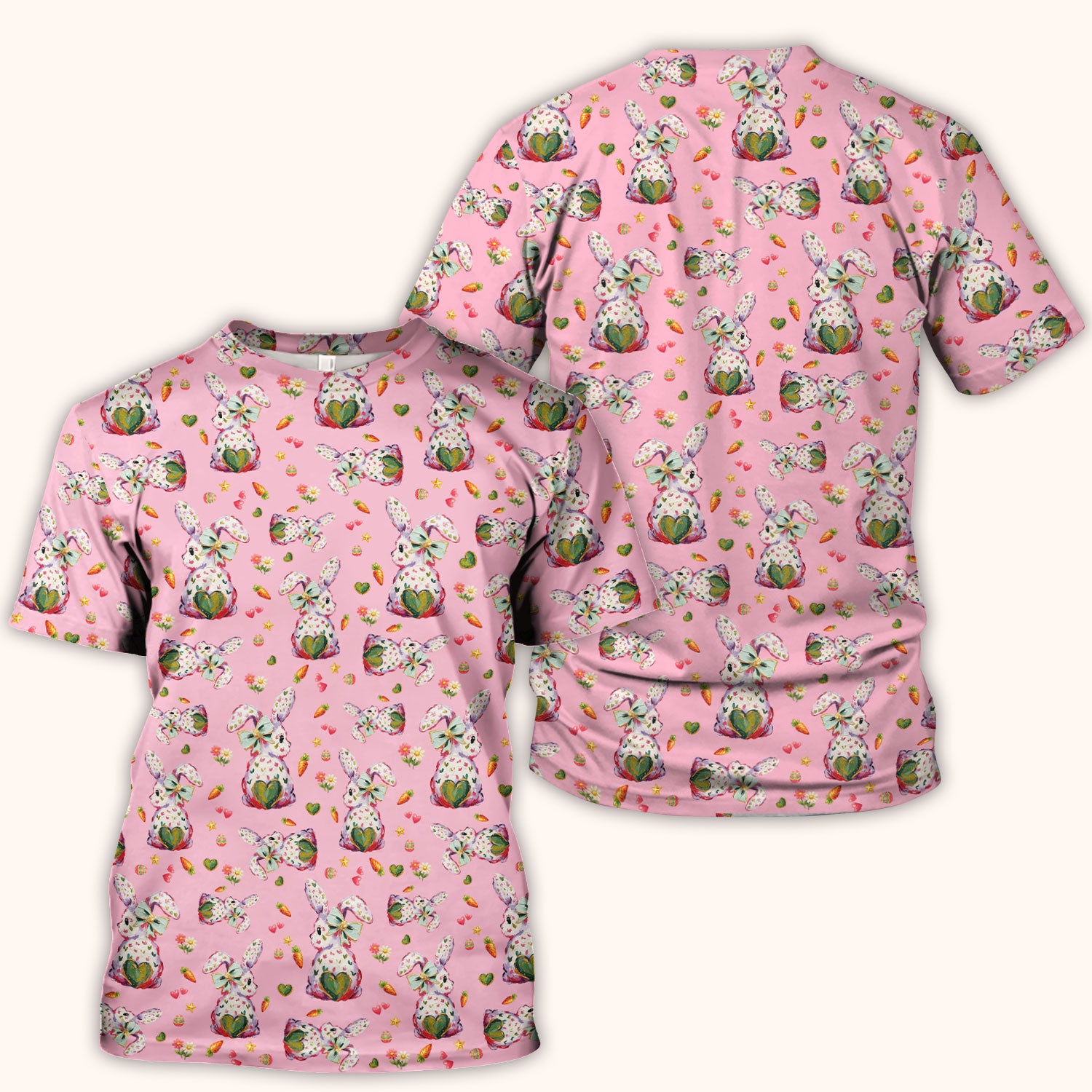 Cute Pastel Bunny Easter Pattern Scrub Top, Comfortable Scrubs for Nurses