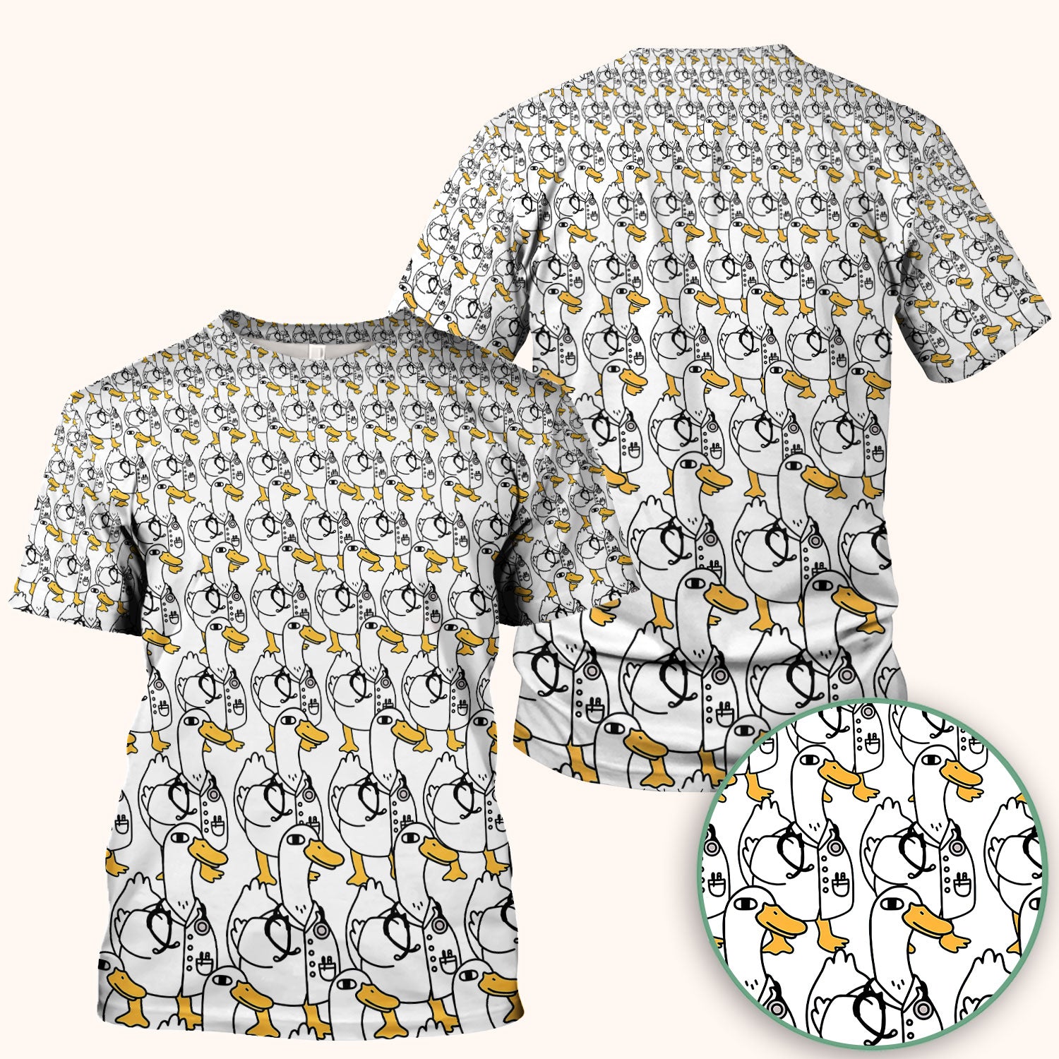Funny Duck Scrub Top for Women - I'm a Doctor Shirt - Cute Duck In The Row - Breathable Fabrics Nursing Uniform