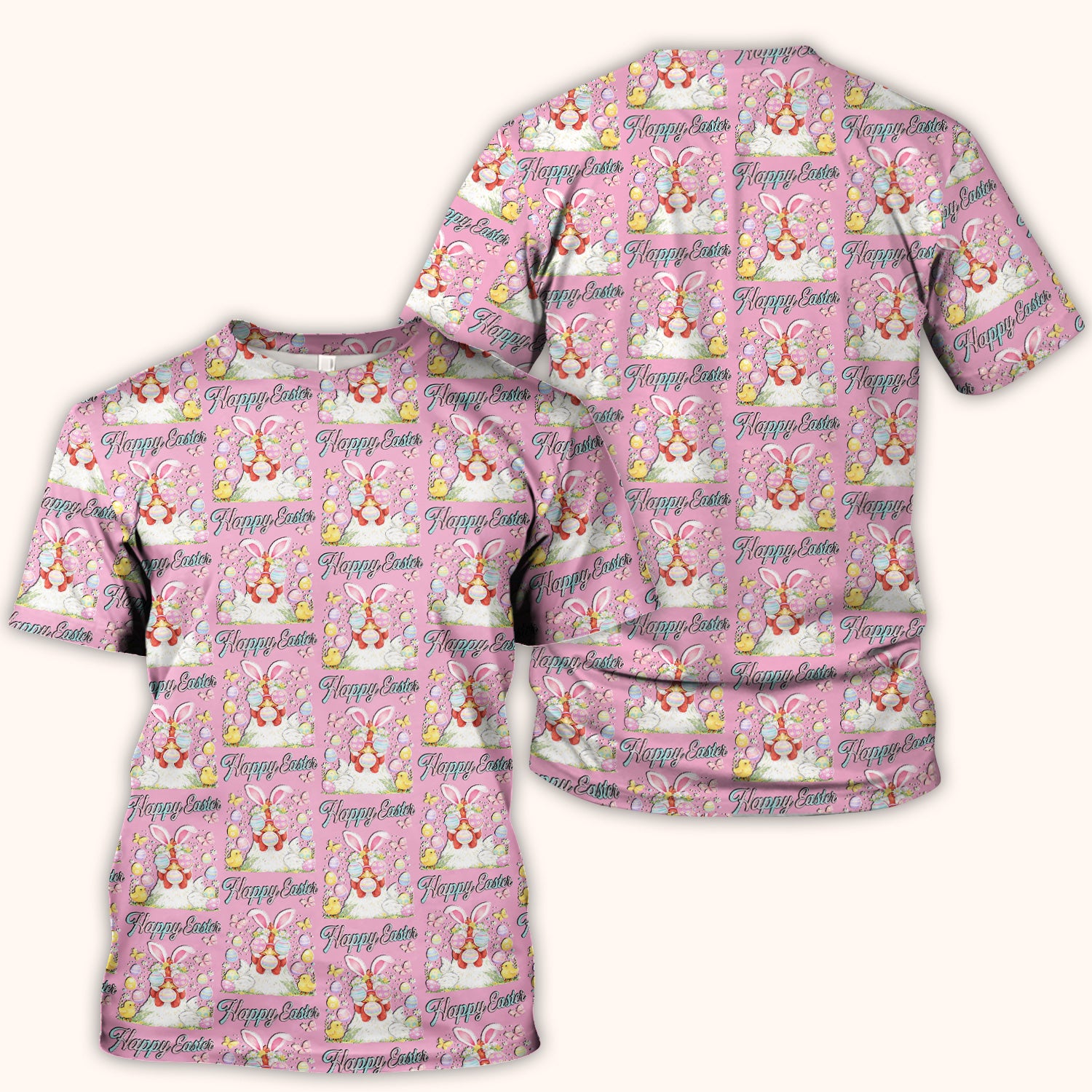 Happy Easter Bunny Eggs Pattern Scrub Top, Comfortable Scrubs for Nurses