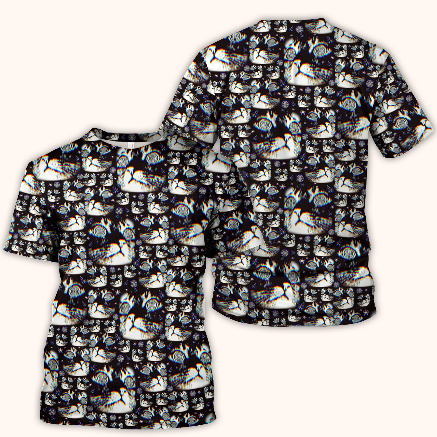 Funny Cosmic Cat Eye Spiral Pattern Scrub Top, Comfortable Scrubs for Nurses