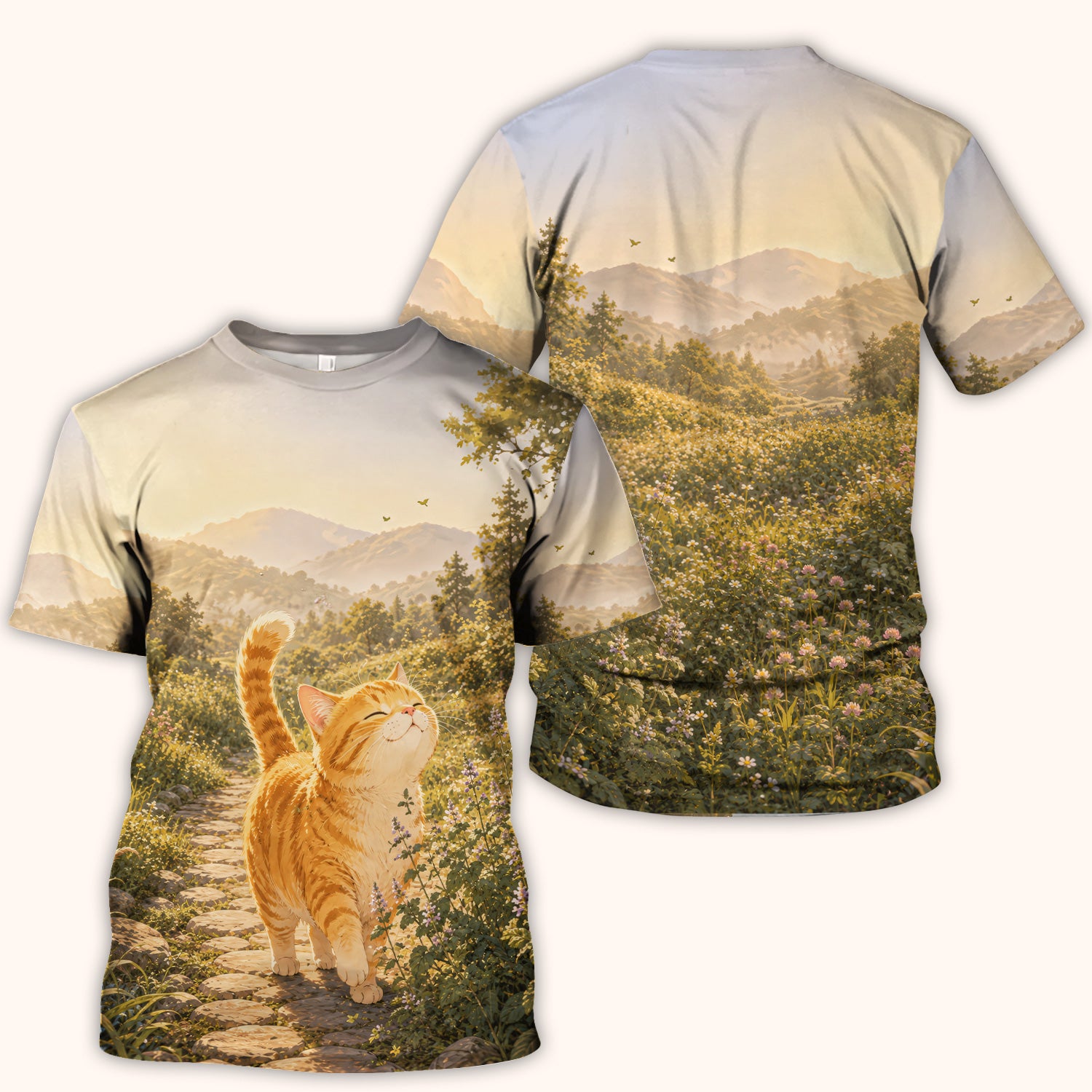 Sunny Mountain Cat Nurse, Nature Lover Medical Scrub Top, Comfortable Scrubs for Nurses