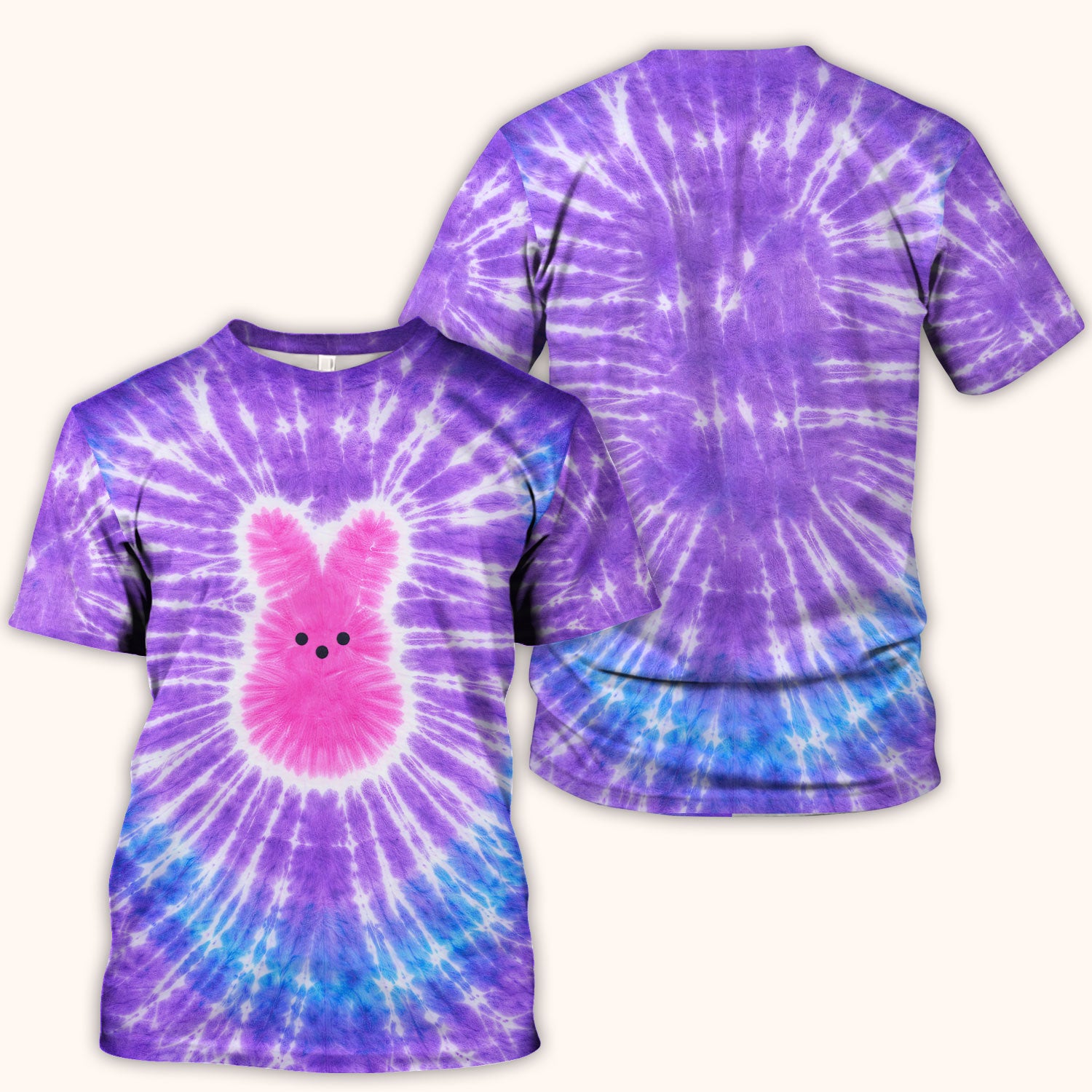 Easter Peep Tie Dye Scrub Top, Easter Bunny Nurse Shirt For Women, Breathable Fabrics Nursing Uniform