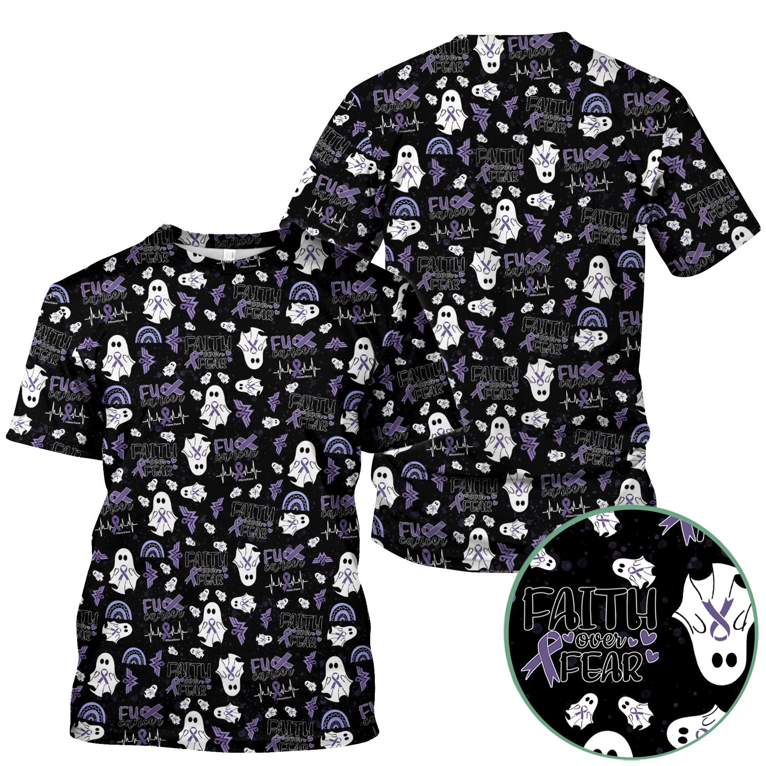 Stomach Cancer Awareness Scrub Top - Periwinkle Blue Ribbon Survivor Shirt - November Warrior Medical Uniform Gift for Women