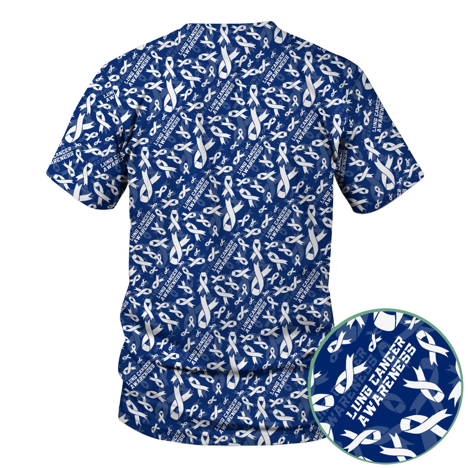 White Ribbon Lung Cancer Scrub Top - Awareness Nurse Shirt for Doctors & Nurses - Support Gift for Survivors Fighters Loved Ones