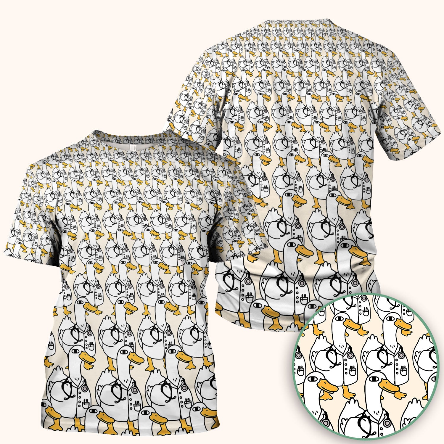 Funny Duck Scrub Top for Women - I'm a Doctor Shirt - Cute Duck In The Row - Breathable Fabrics Nursing Uniform