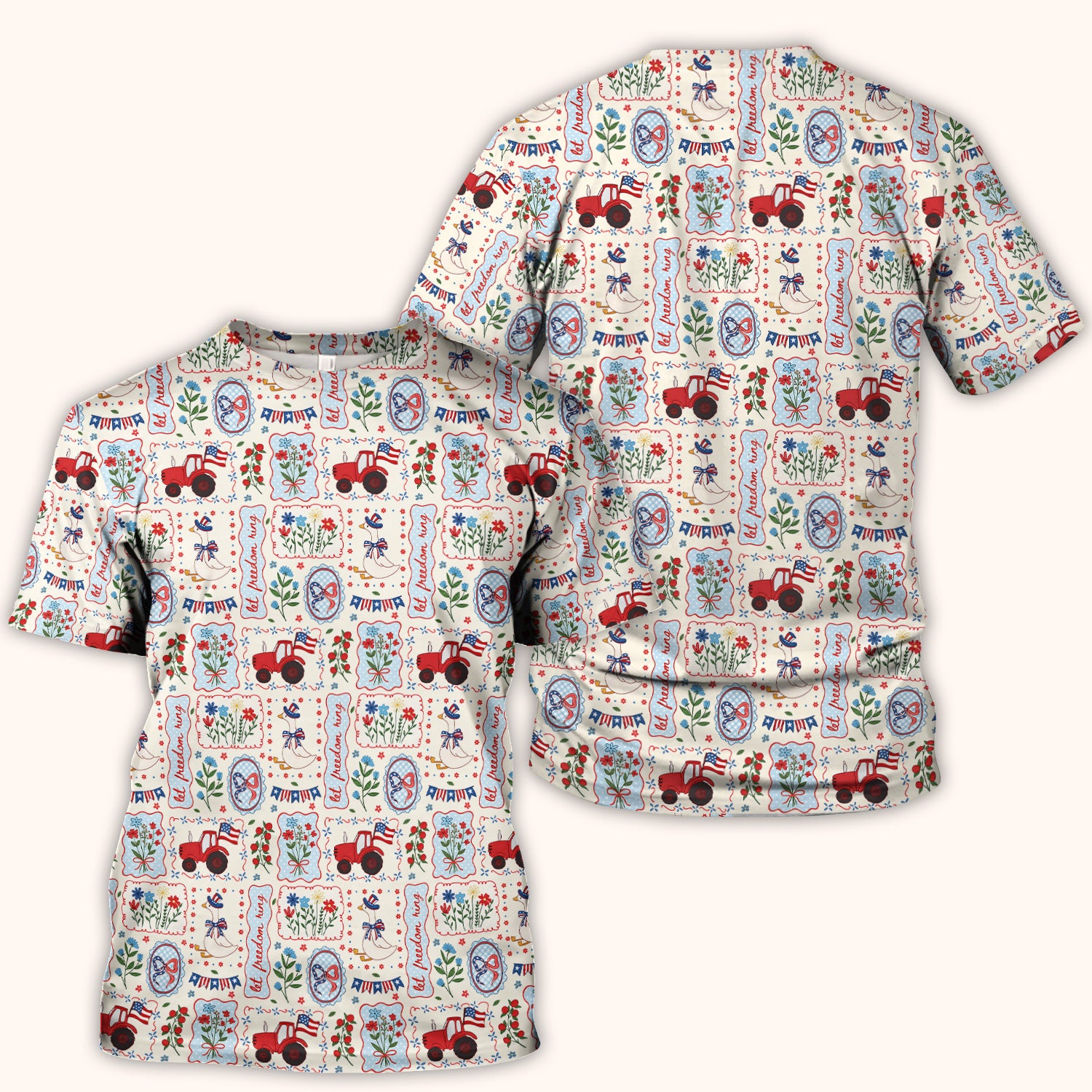 Patriotic Farm Goose Nurse Scrub Top for RN, CNA, Healthcare Workers, Americana Uniform Scrub Top, Comfortable Scrubs for Nurses