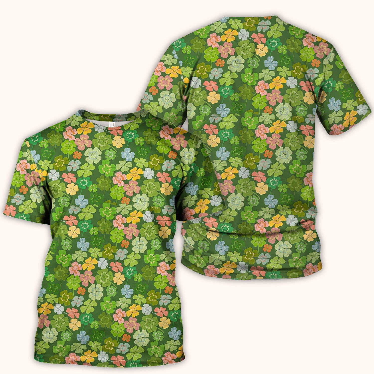 Colorful Shamrock Clover Pattern Scrubs Top, Comfortable Scrubs for Nurses