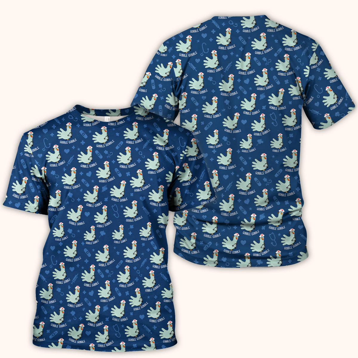 Funny Gobble Gobble Nurse Turkey Scrub Top, Comfortable Scrubs for Nurses
