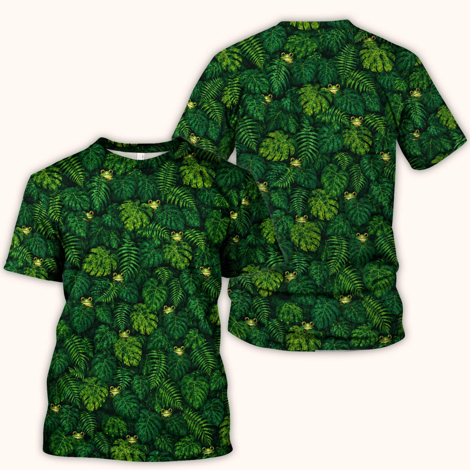Cute Hidden Frog Jungle Pattern Scrub Top, Comfortable Scrubs for Nurses