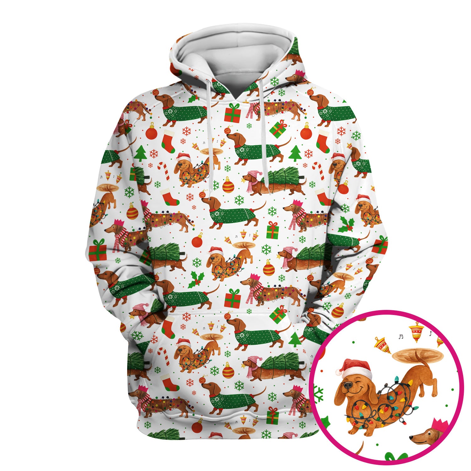 Christmas Dachshund Scrub Top - Funny Dog Scrub Shirt Multi Color - Holiday Medical Scrubs Gift for Nurse, CNA, RN, Doctor, Vet
