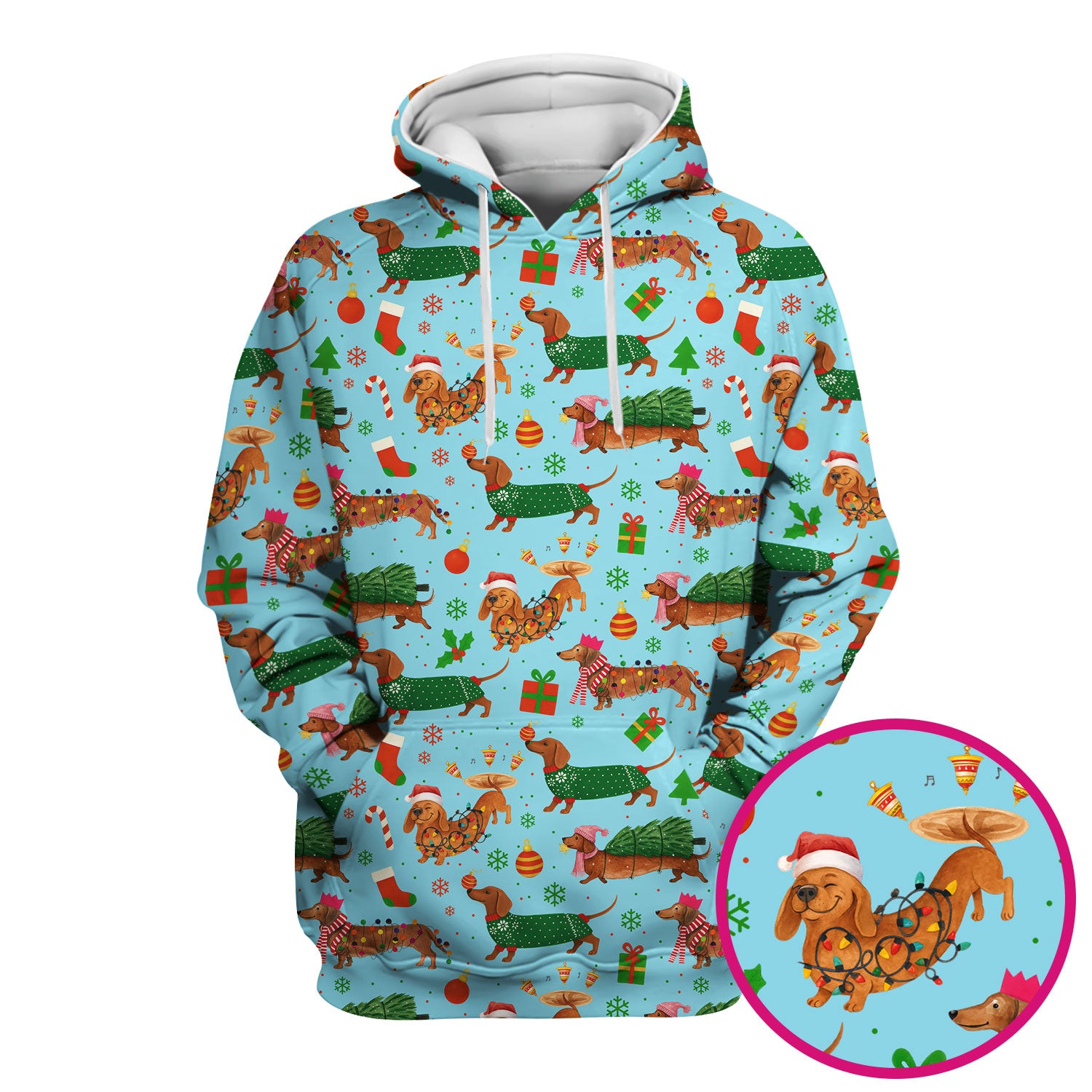 Funny Christmas Dog Scrub Top - Dachshund Multi Color Scrub Shirt - Holiday Scrubs Gift for Nurse, CNA, RN, Doctor, Medical Staff
