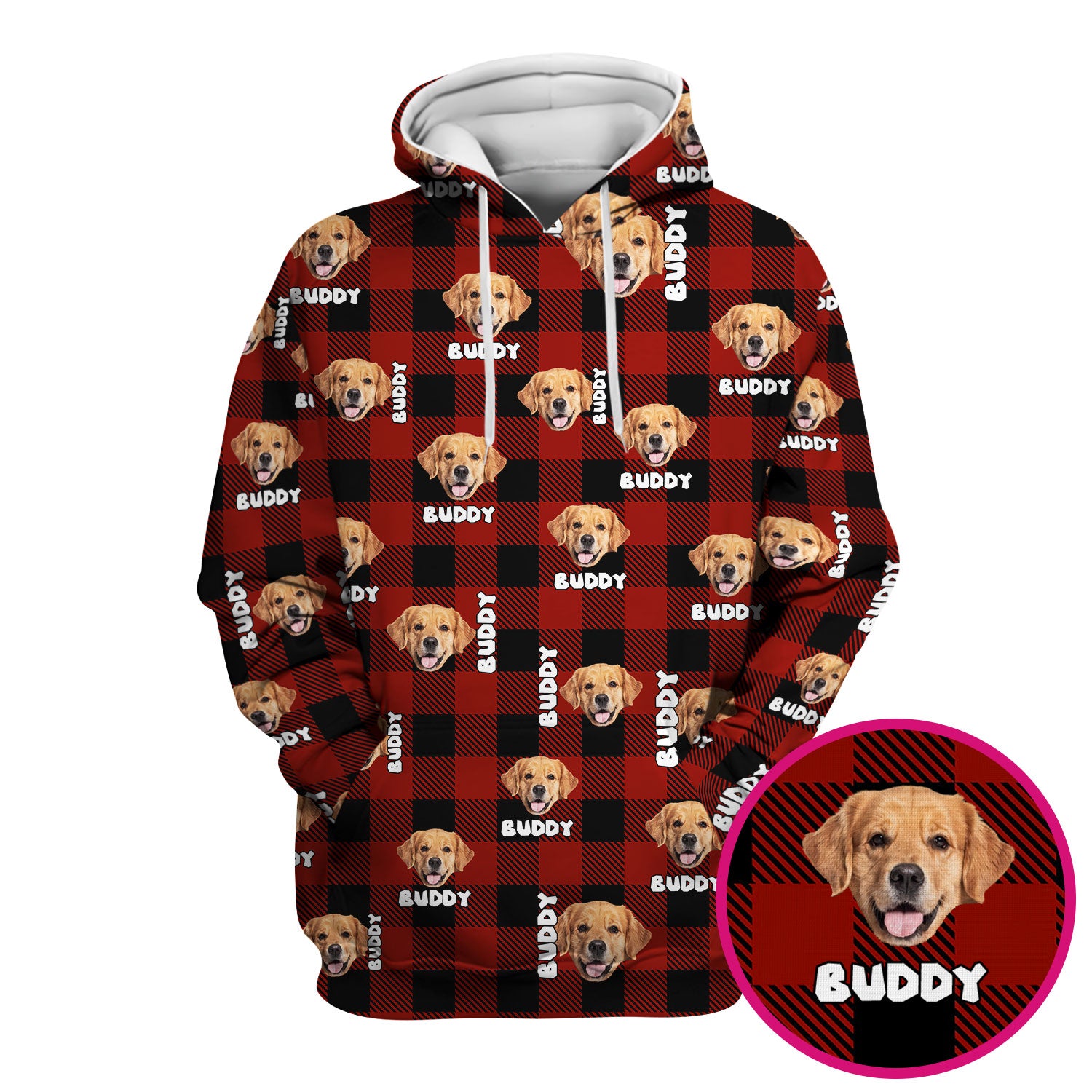Custom Dog Face Scrub Top, Personalized Pet Photo Checkered Pattern Shirt, Custom Name Vet Tech Gift For Nursing