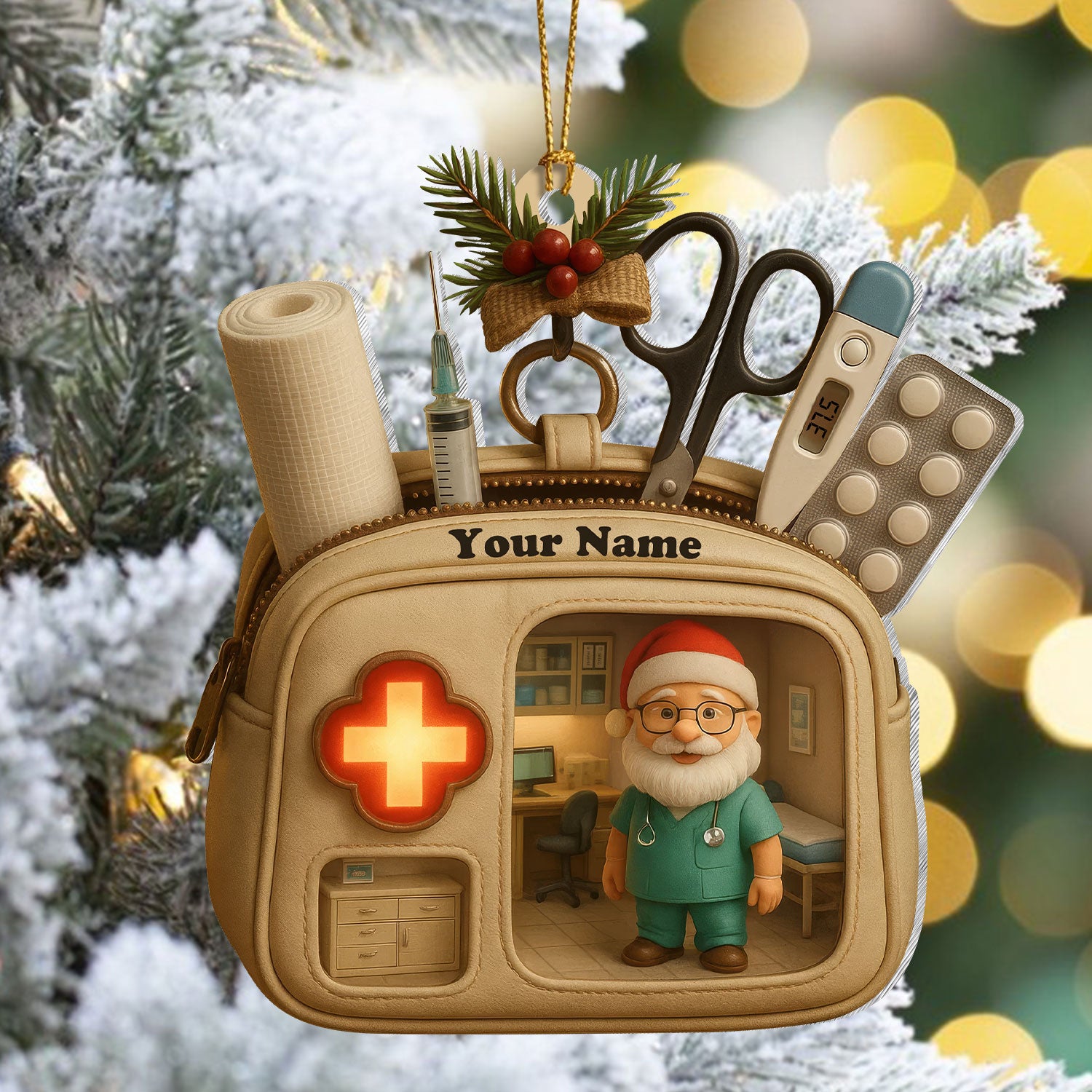 Custom Name Doctor Nurse Ornament, Medical Bag Christmas Decoration, RN LPN CNA Gift