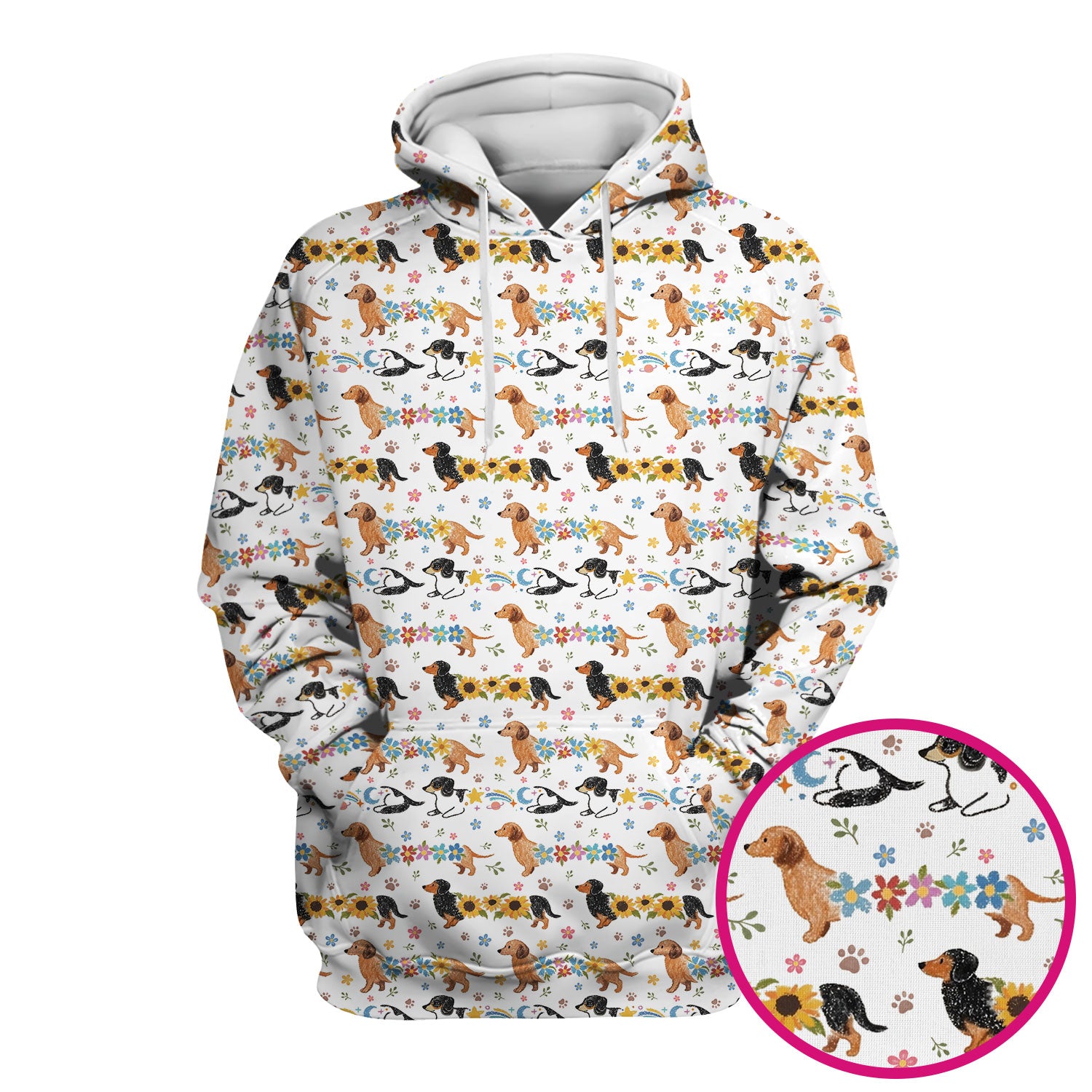 Floral Wiener Dog Pattern Scrub Top, Medical Scrubs for Nurses