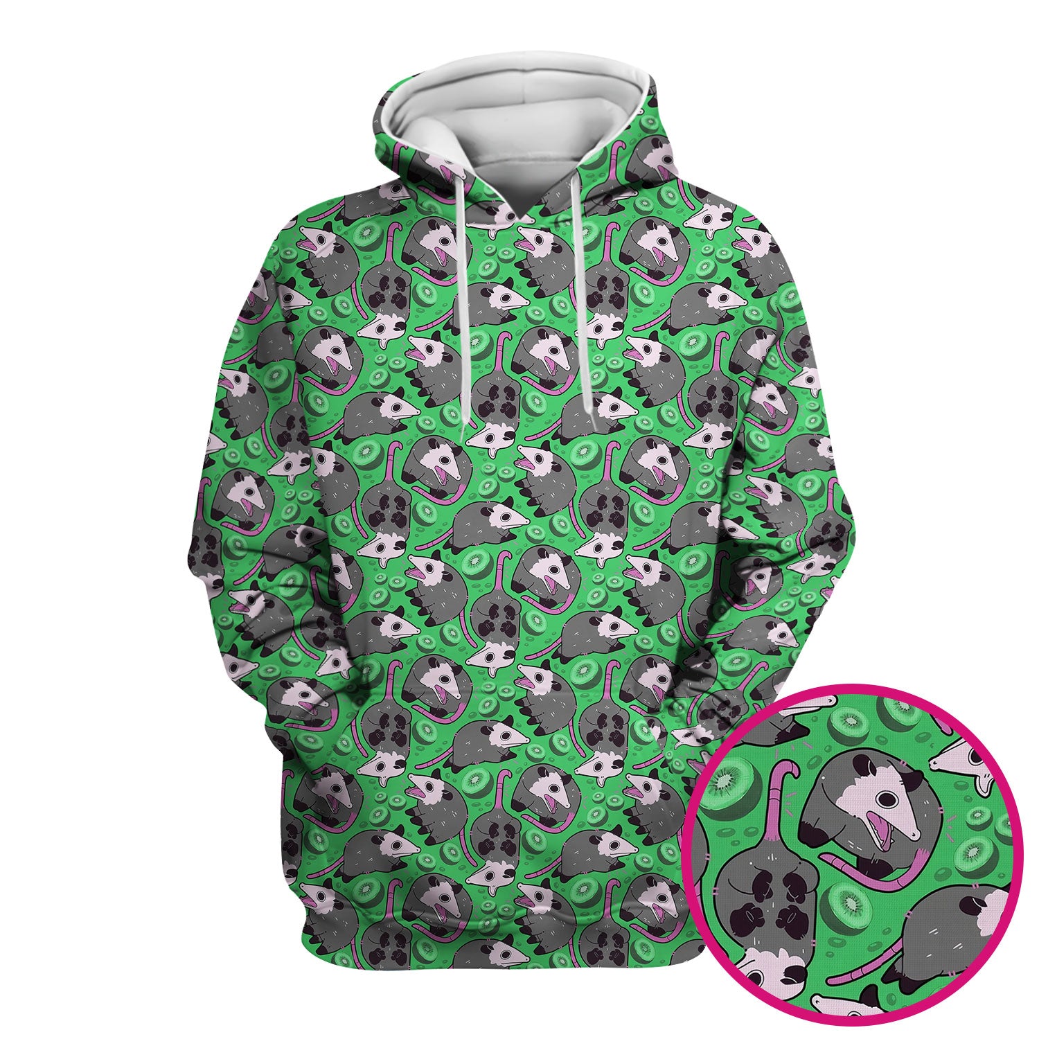 Funny Opossum Kiwi Scrub Top, Quirky Cartoon Animal Nursing Uniform